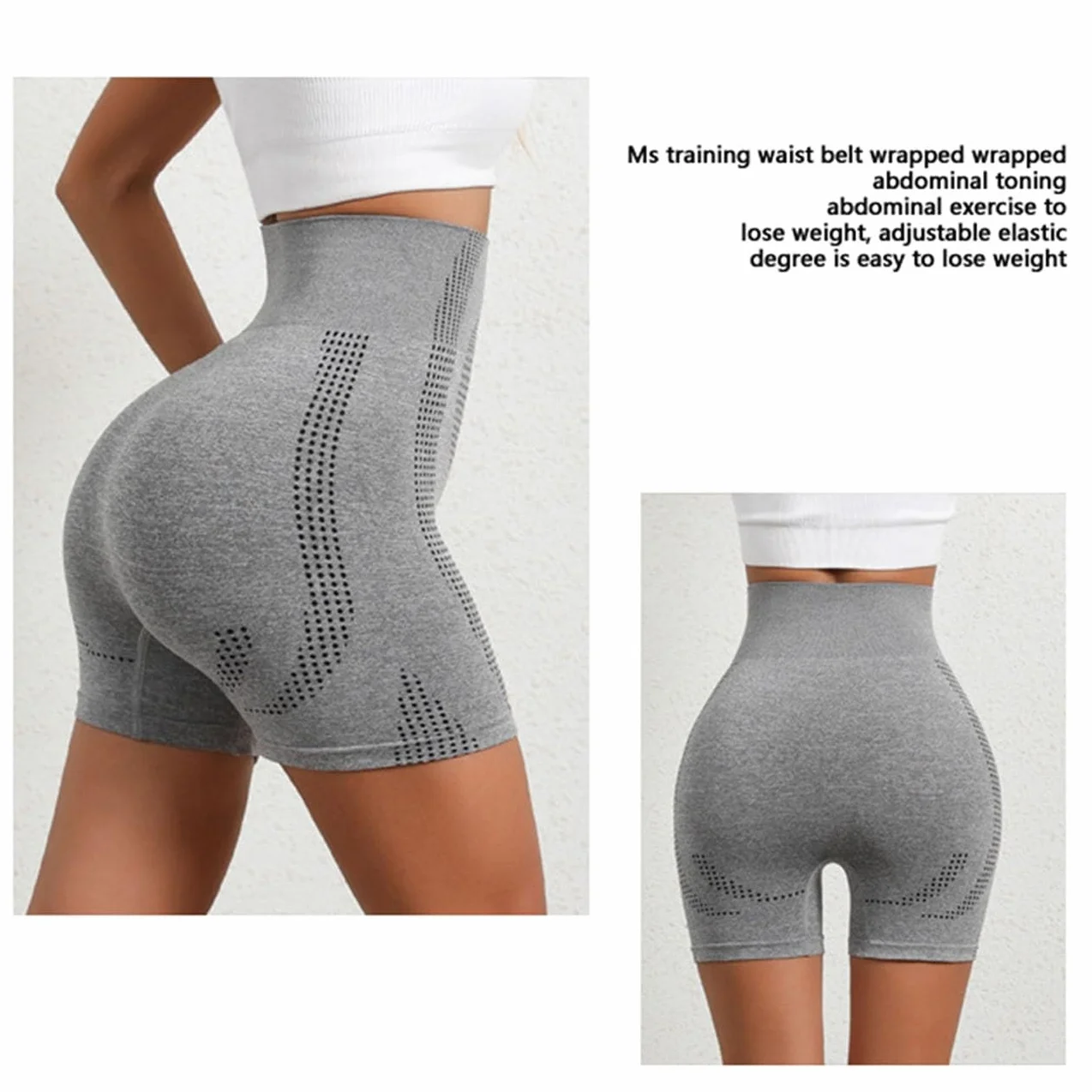 Spodenki modelujące i regenerujące Ice Ionic Fibre, moduł masażu mikrowibracyjnego Ice Silk Lon Fibre Repair Spodenki modelujące, damskie majtki wyszczuplające brzuch z wysokim stanem(Gray,L)