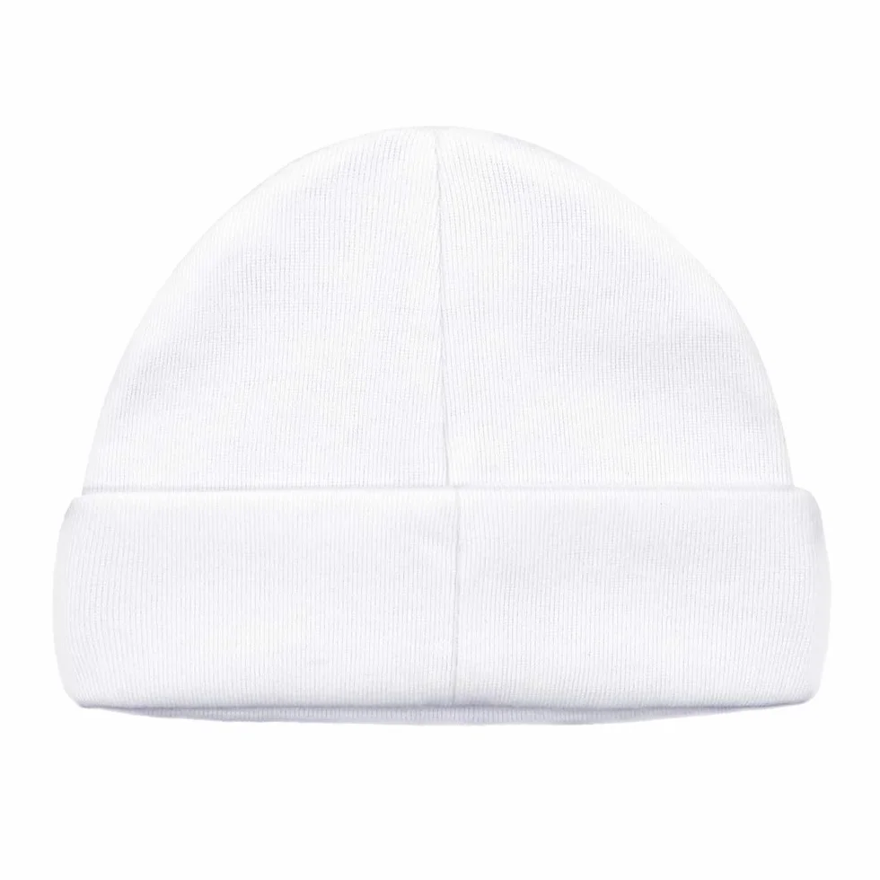 LACOFIA Noworodka niemowlę chłopcy dziewczynki biały haft czapka beanie i śliniaki