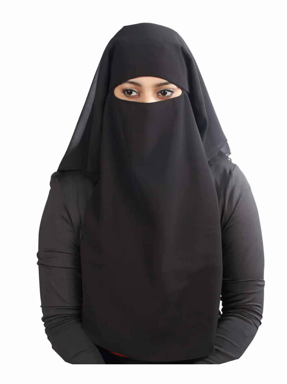 MyBatua 3-warstwowa tkanina saudi niqab w oddychającej żorżetce, cena hurtowa, 1 szt. welon na twarz NQ-003