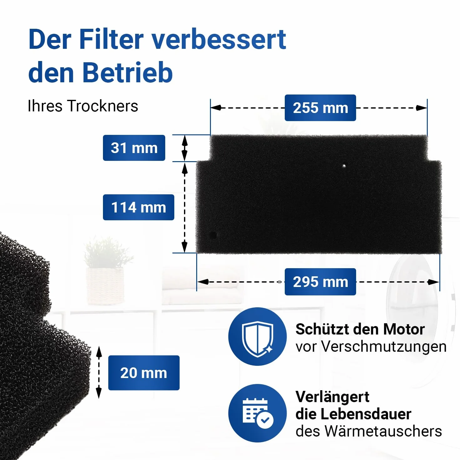 VIOKS Filtr gąbkowy do uchwytu EasyCleanFilter, zamiennik do suszarki Bosch 12022801, mata filtrująca, mata piankowa, filtr cokołowy do suszarki z pompą ciepła Bosch Siеmens