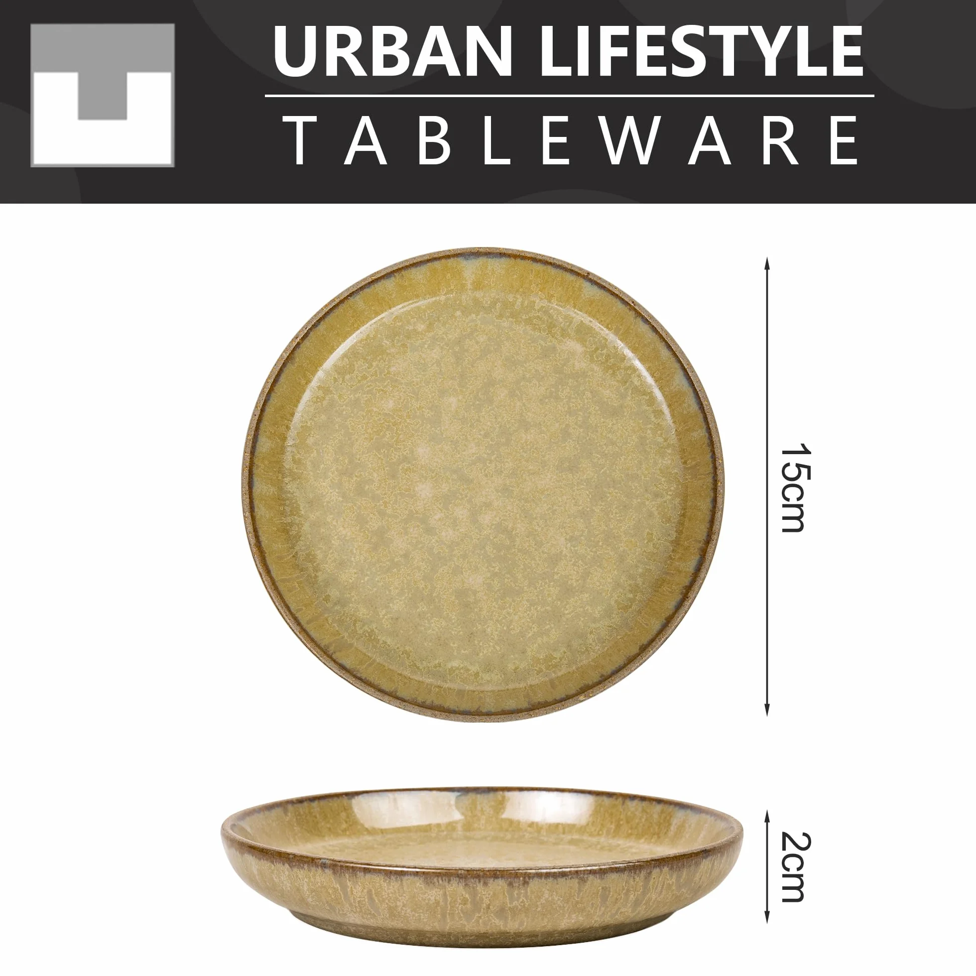 Urban Lifestyle Talerze deserowe zestaw 4 Ronda Ø15 cm kamionka szkliwo reaktywne do zmywarki mikrofalówki