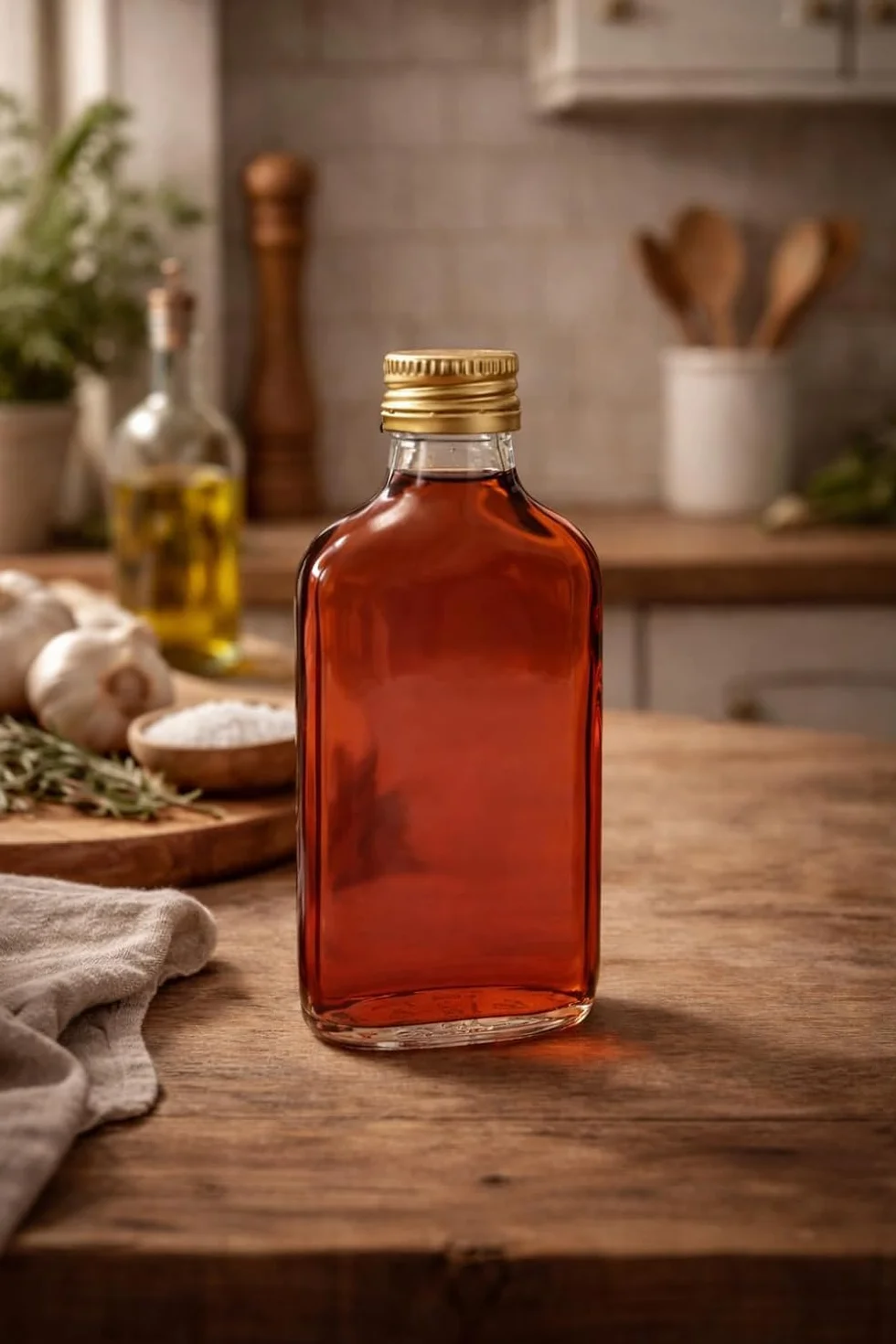 Butelki szklane 200 ml ze złotą zakrętką, 0,2 l, na likier, wódkę, ocet, olej (30)