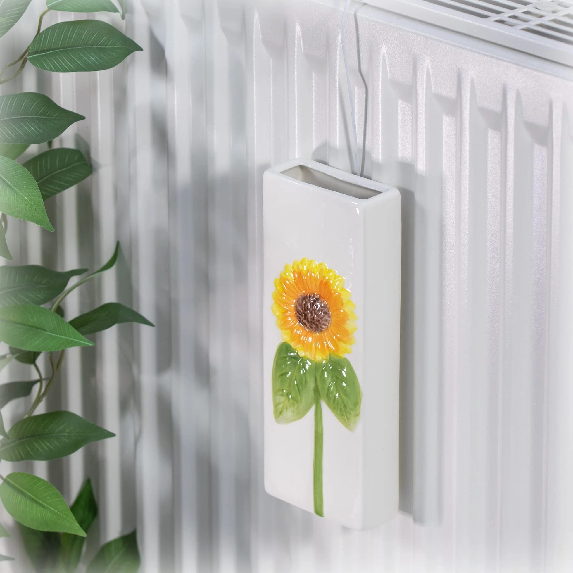 COM-FOUR® Nawilżacz Powietrza Ceramiczny Parownik Grzejnikowy z Hakiem 3 Sztuki Biały Tulipan Słonecznik Stokrotka