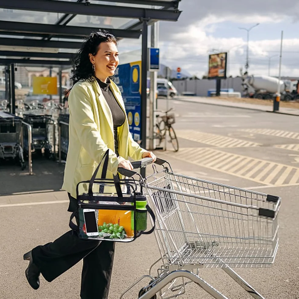 Przezroczysta Torba Transportowa 30 x 30 x 15 cm, Torba na Ramię, Kosmetyczka, do Studia Fitness, Pracy, Gier Sportowych, Koncertów