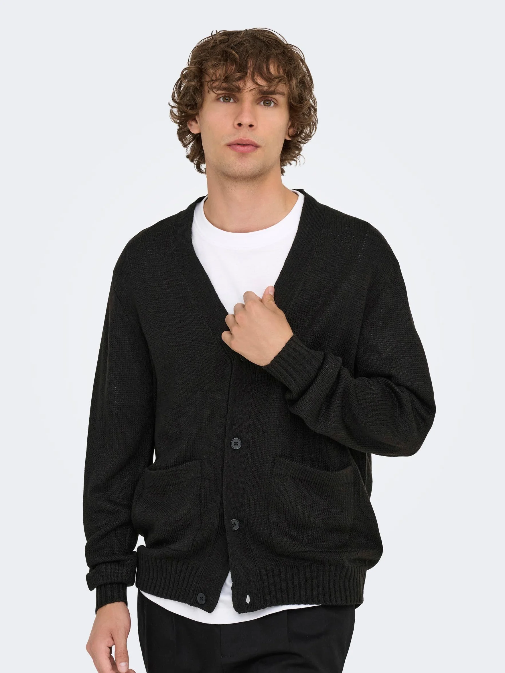ONLY & SONS Onsmajor RLX Cardigan Knit, czarny, M