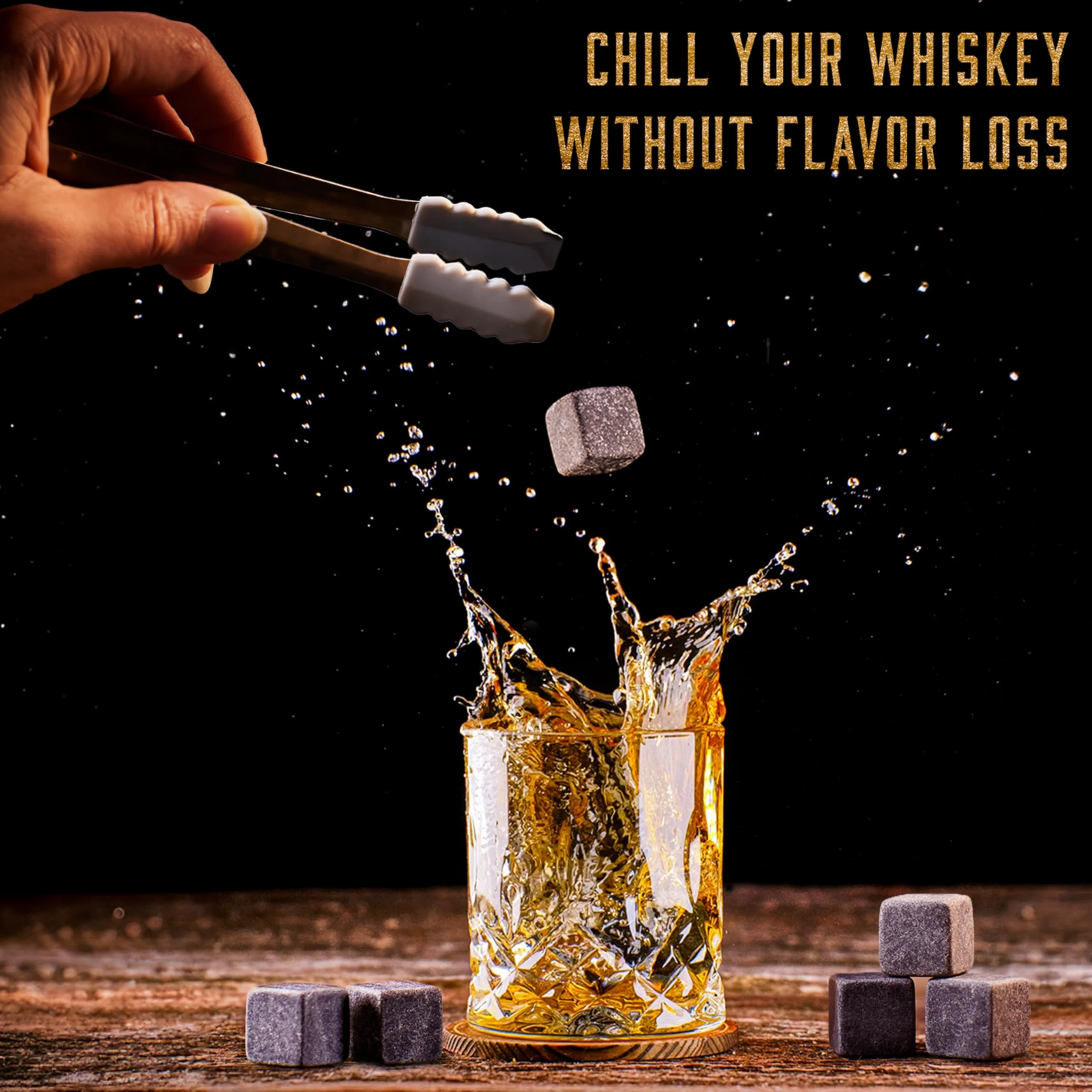 WHISISKEY Zestaw Szklanki do Whisky 310ML 8 Kamieni Akcesoria