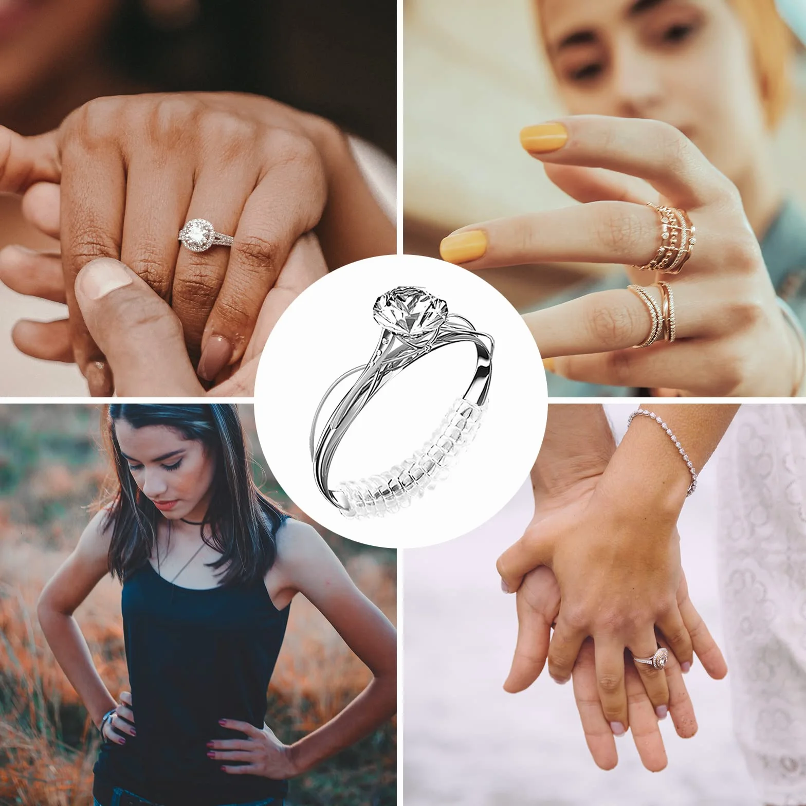 KINBOM 8 Sztuk Niewidoczny Luzny Rozmiar Pierscionka, Przezroczysty Luzny Regulator Rozmiaru Pierscionka Ring Size Adjuster dla Kobiet Obraczki (4 Rozmiary)