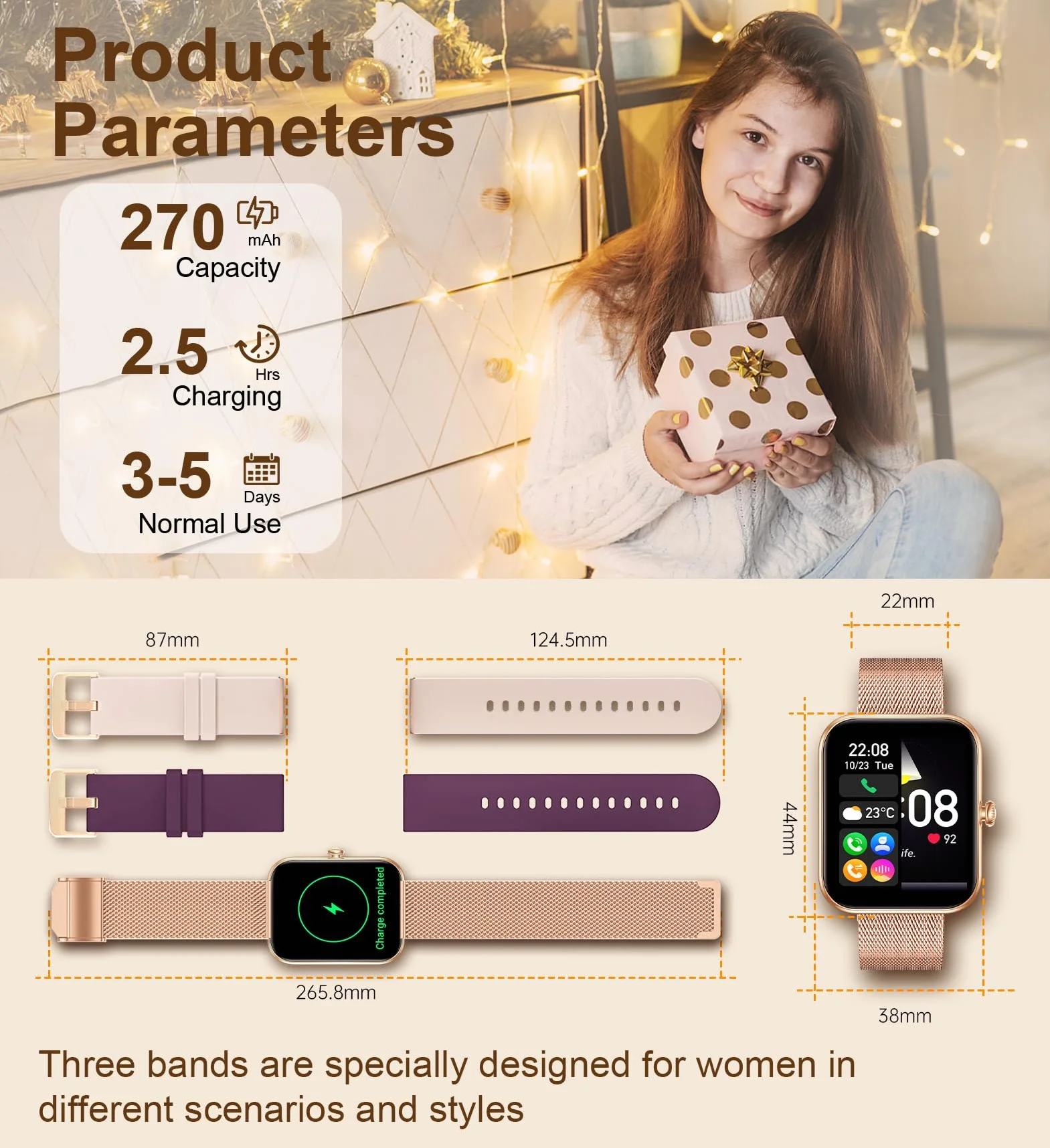 Smartwatch damski z funkcją telefonu