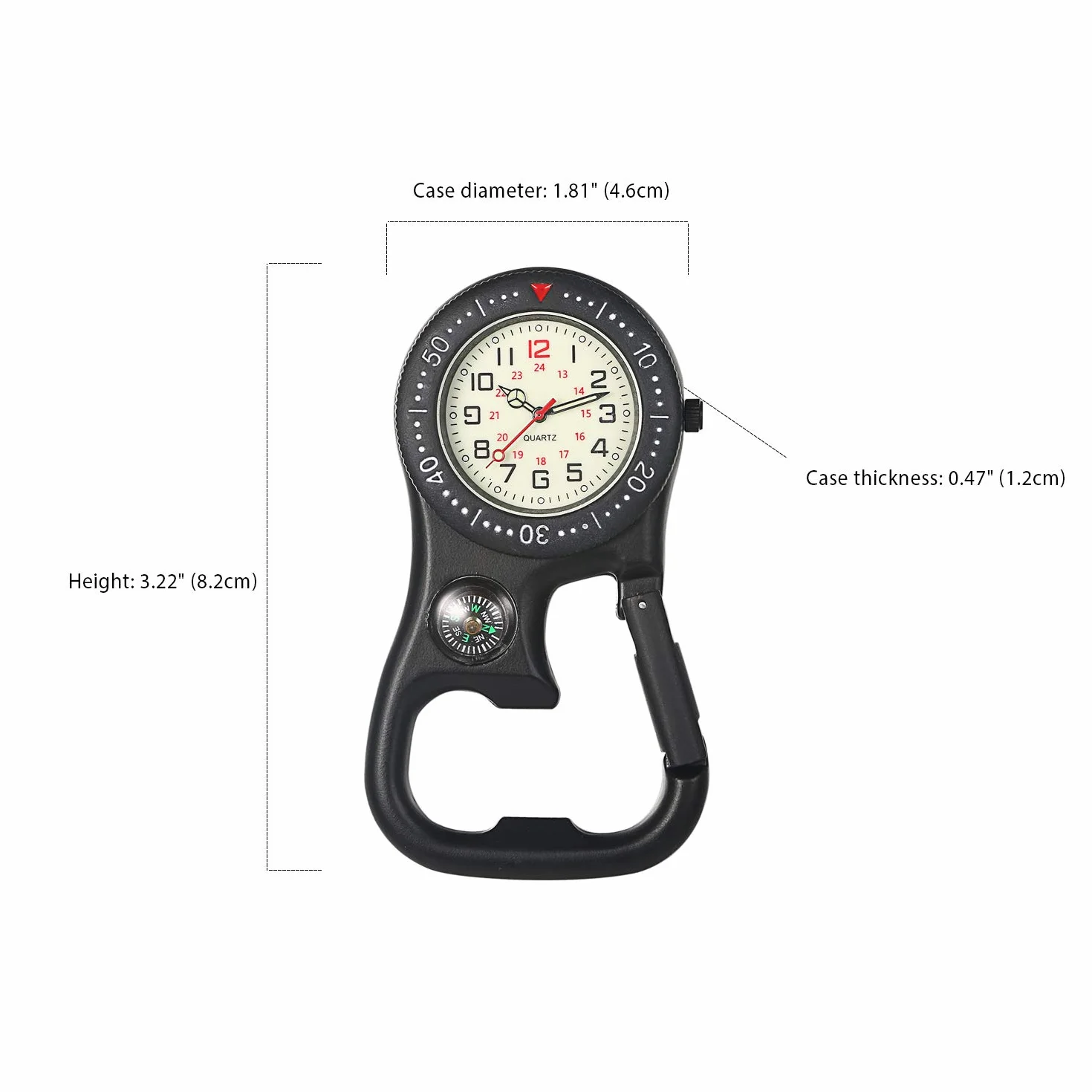 Zegarek kieszonkowy z karabińczykiem Avaner Unisex FOB analogowy mechanizm kwarcowy zegarek dla pielęgniarki do wspinaczki sport, czarny+niebieski
