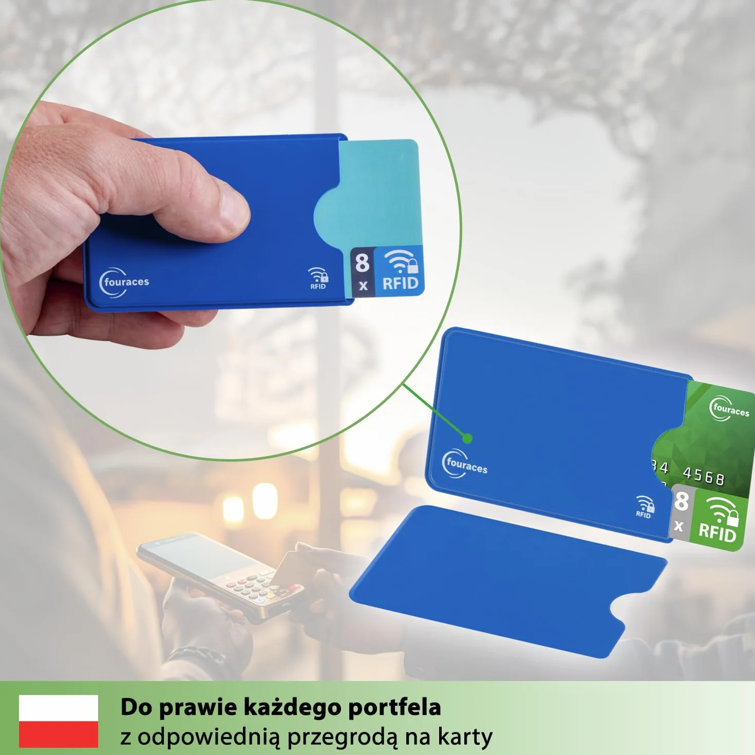 fouraces 8x Etui ochronne z blokadą RFID – różne kolory – ochrona przed kradzieżą danych – etui NFC – etui na karty kredytowe i karty EC, etui na karty EC dla kart bankowych