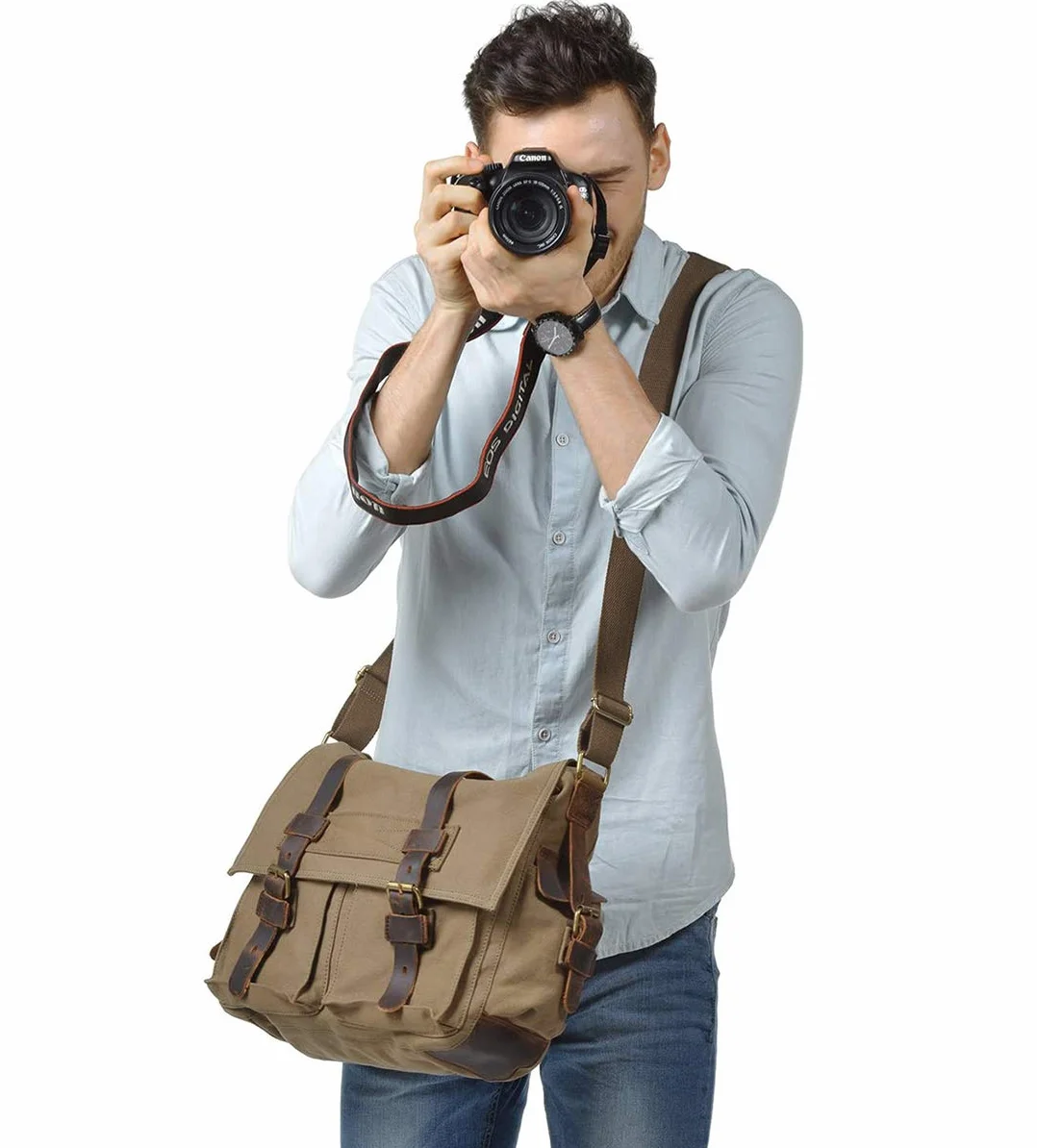 FANDARE torba kurierska unisex, płócienna torba na uczelnię, torba na książki, podróżna, dojazdy do pracy, torba na ramię, 14-calowa torba na ramię, na laptopa, dla mężczyzn/kobiet