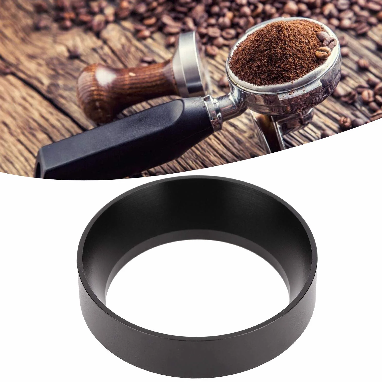 Aluminiowe pierścienie dozujące do kawy 58 mm, lejek magnetyczny, akcesoria do ekspresu, czarne