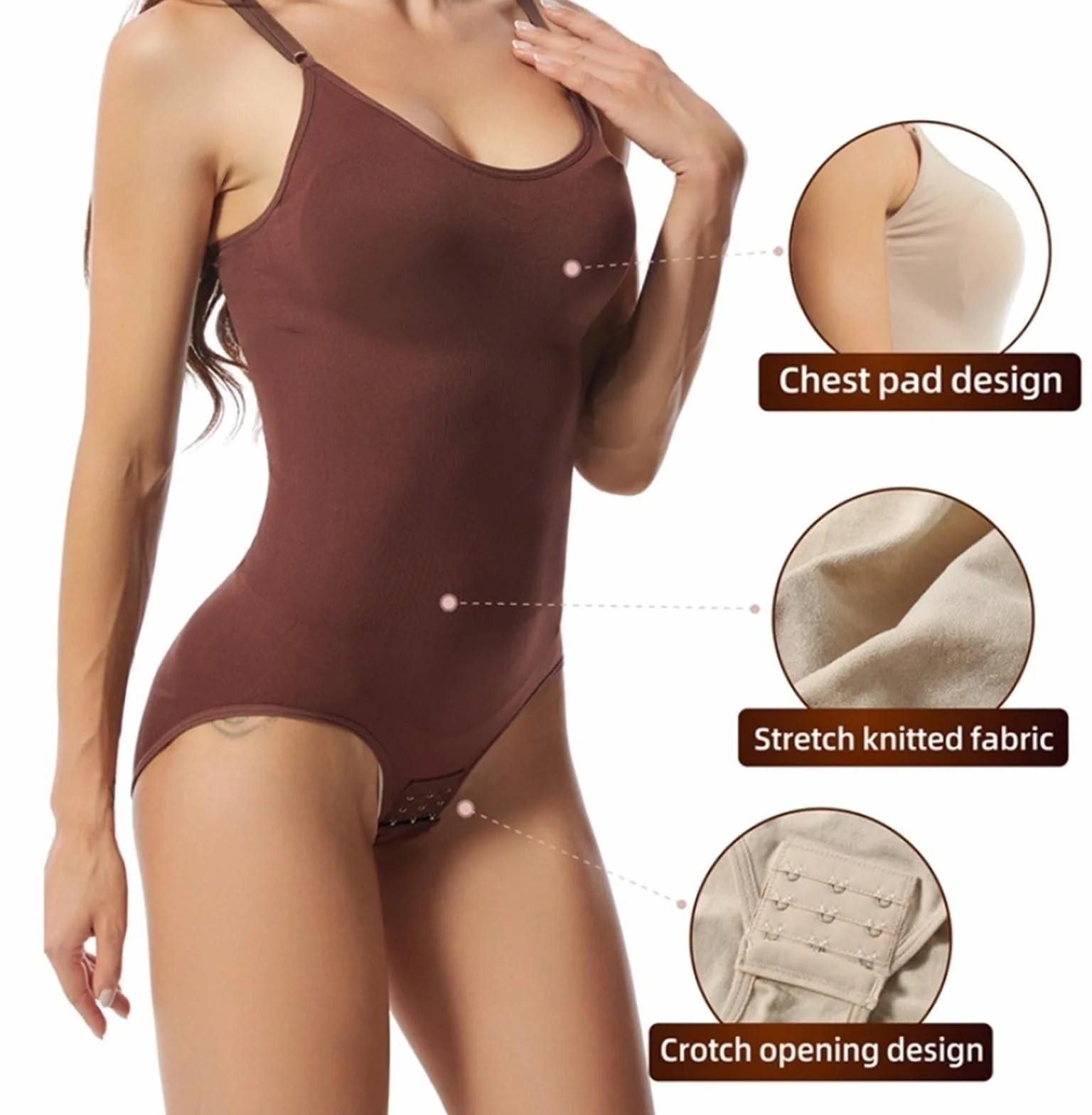 MOCHAMIK Body Shapewear dla kobiet Stringi wyszczuplają brzuch, bezszwowe bluzki z odkrytymi plecami