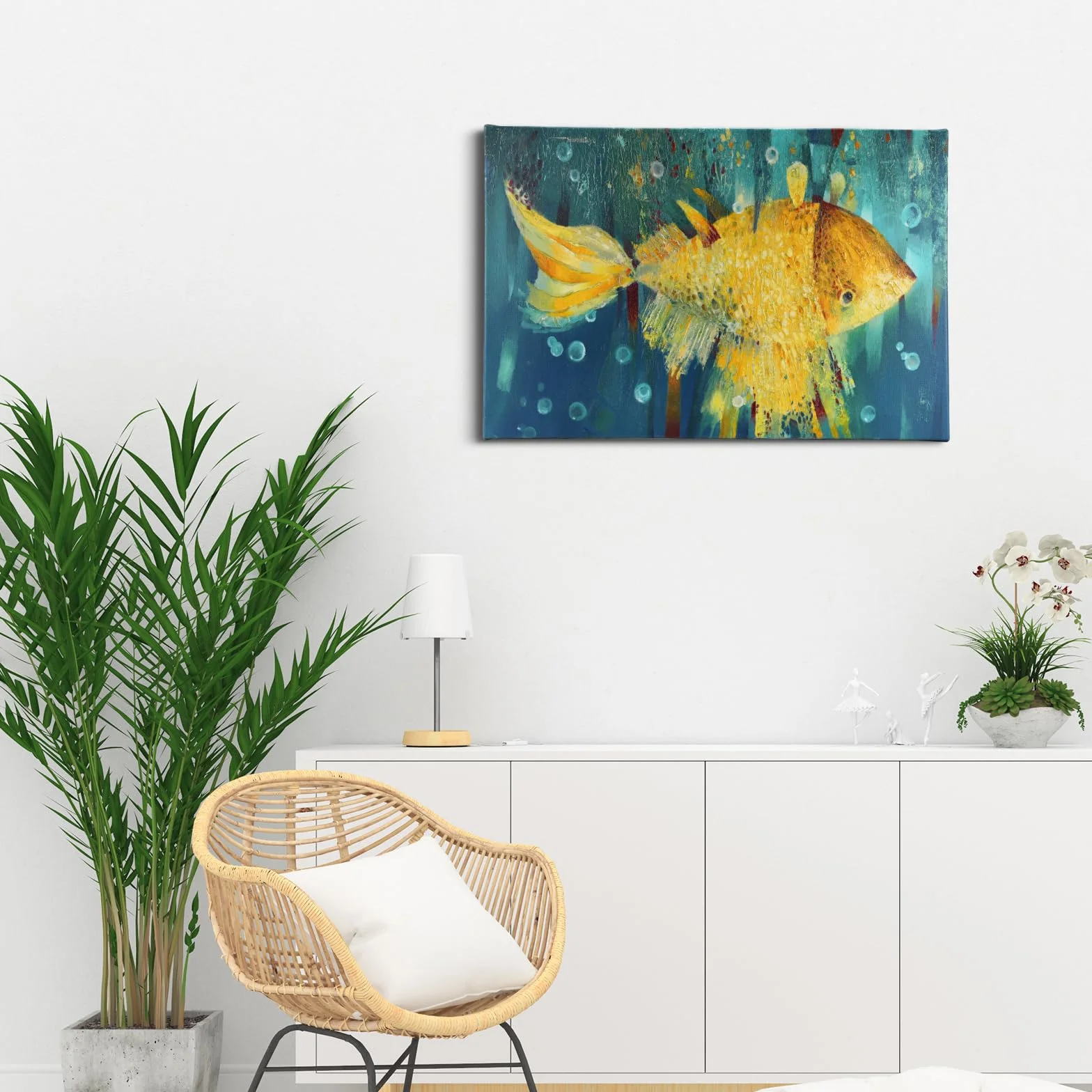 JBER Sztuka ścienna na płótnie 60 x 40 cm złota rybka