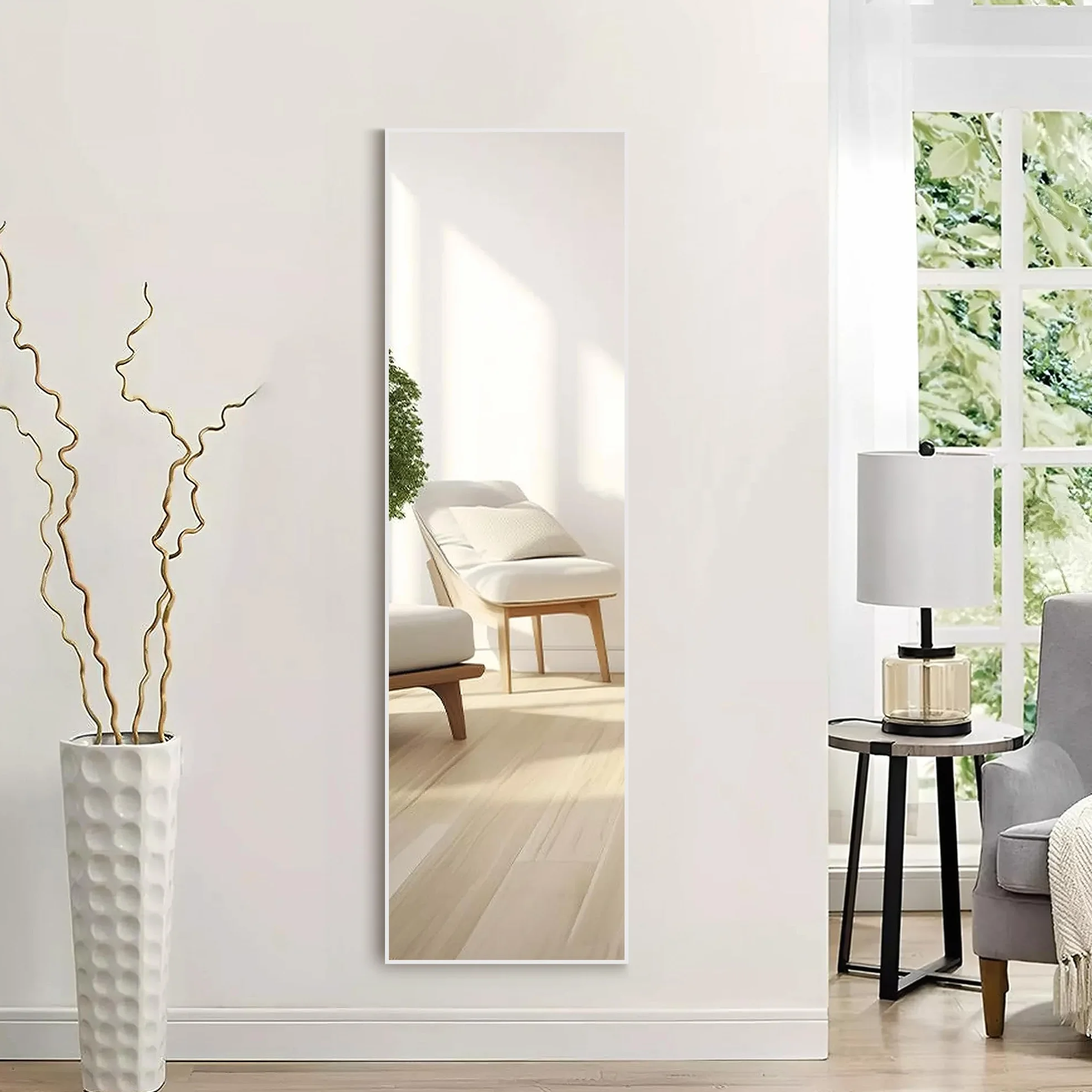 Lustro stojące 150 x 41 cm biała rama PCW szkło hartowane