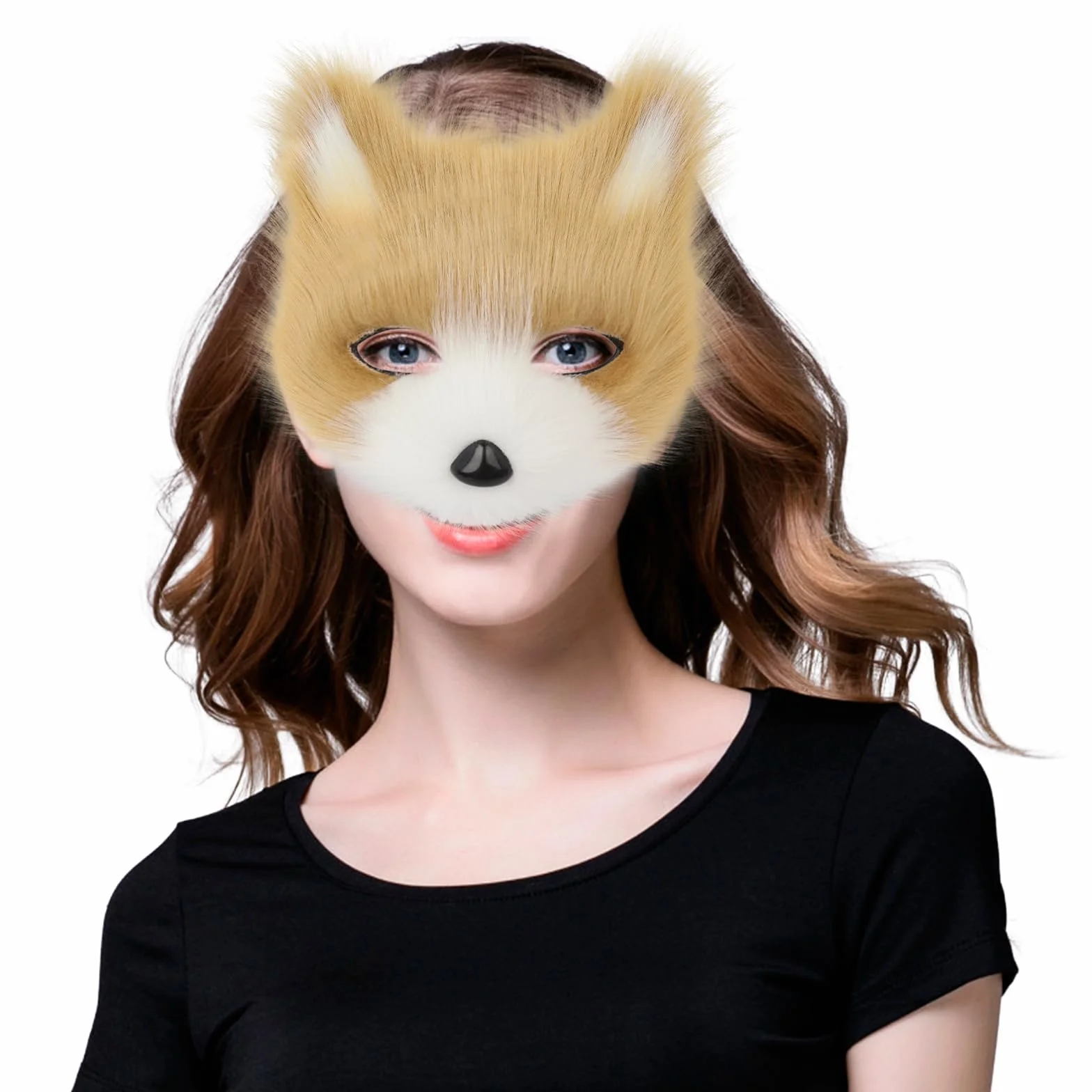 Maska zwierzęca, lis, wilk, Halloween, impreza, Cosplay, rekwizyt, pluszowy kot, półtwarz, maskarada
