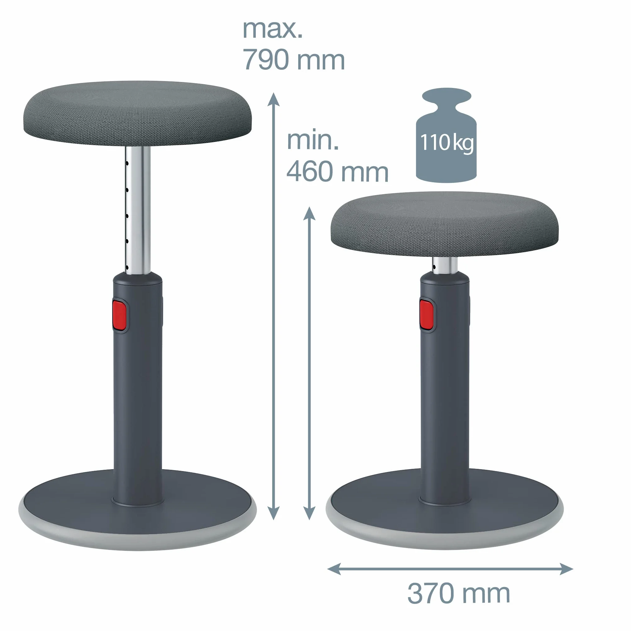 Leitz Ergo Cosy Stołek Szary 46–79 cm