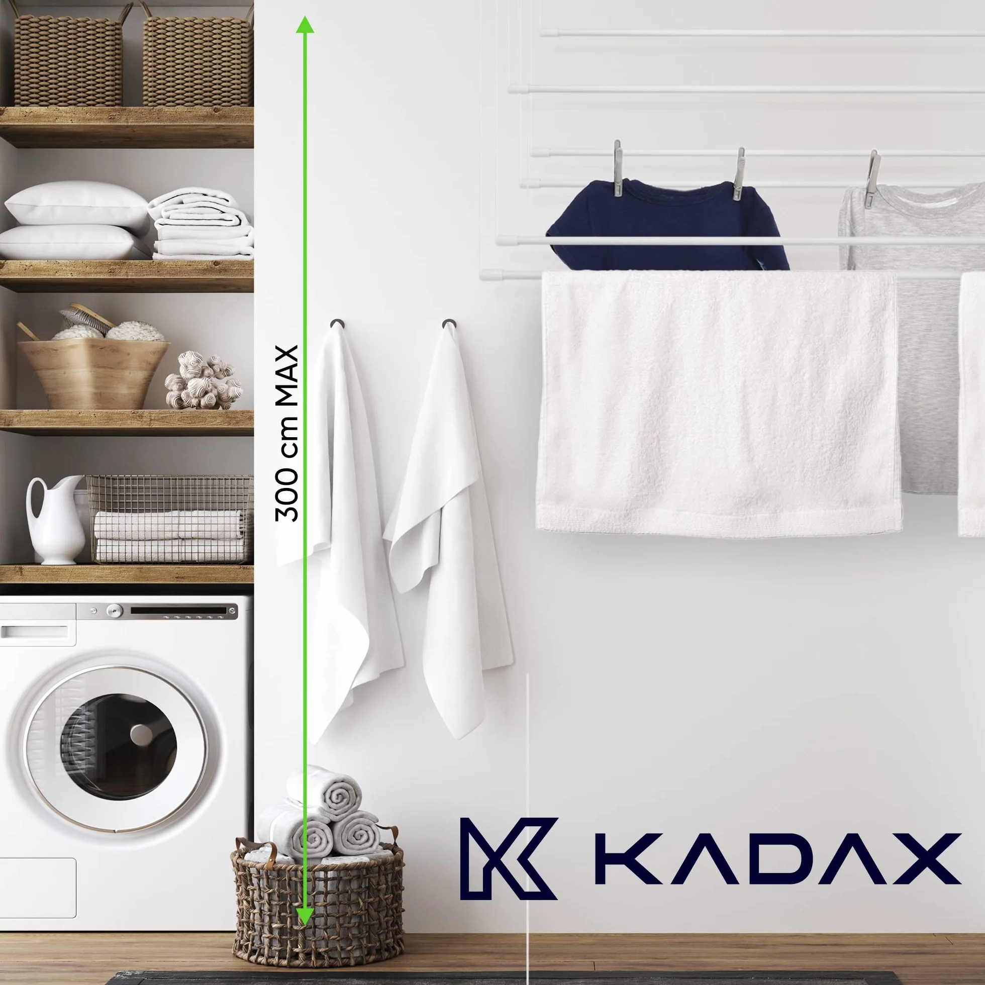 KADAX Suszarka sufitowa na pranie 6x120 cm biały udźwig 12 kg