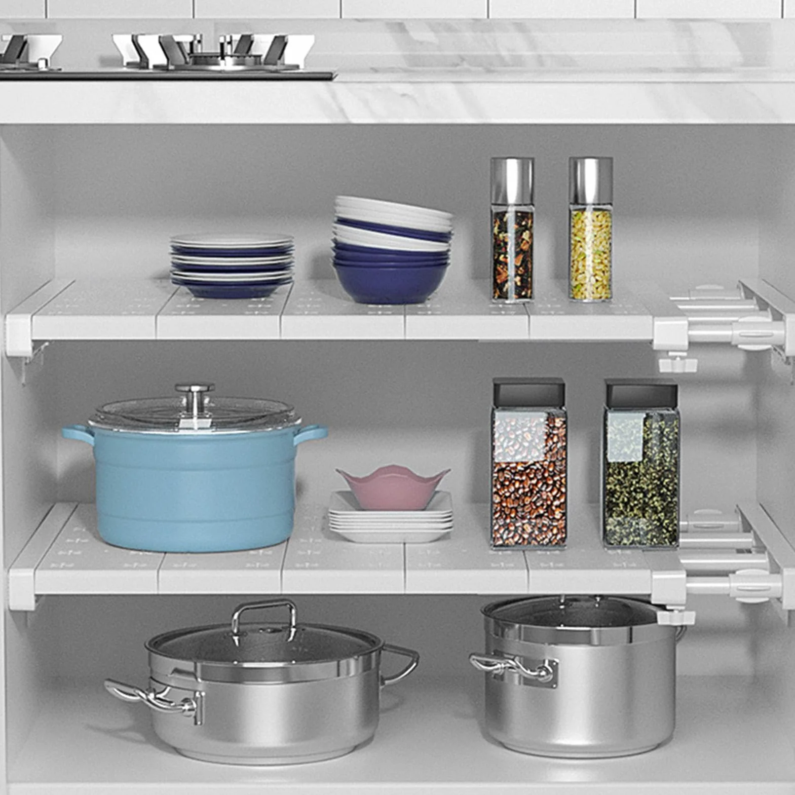 Closet Tension Shelf | Expandable Metal Storage Rack | Cabinet Wardrobe Cupboard | Adjustable Tension Shelf | Adorable Closet Shelves | Portable Closet Shelves For Home Cabinets Bookcases