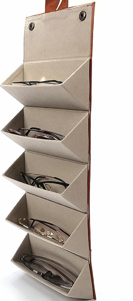 Etui na okulary, przenośne etui na okulary, 2/3/4/5/6 multi-slot przenośny organizer na okulary multi-slot wyświetlacz do przechowywania okularów podróżne składane okulary przeciwsłoneczne PU skórzany