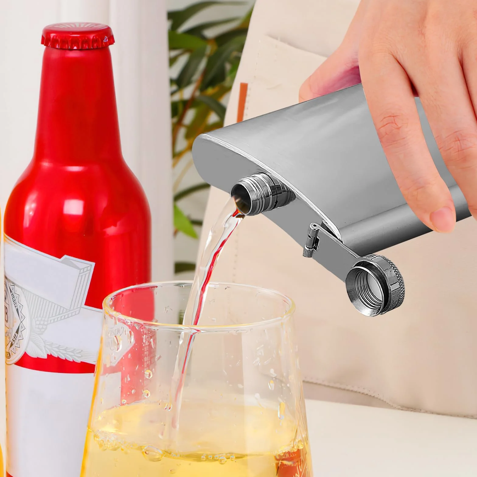 Piersiówka ze stali nierdzewnej 304 8 oz zestaw lejków szczelna srebrna