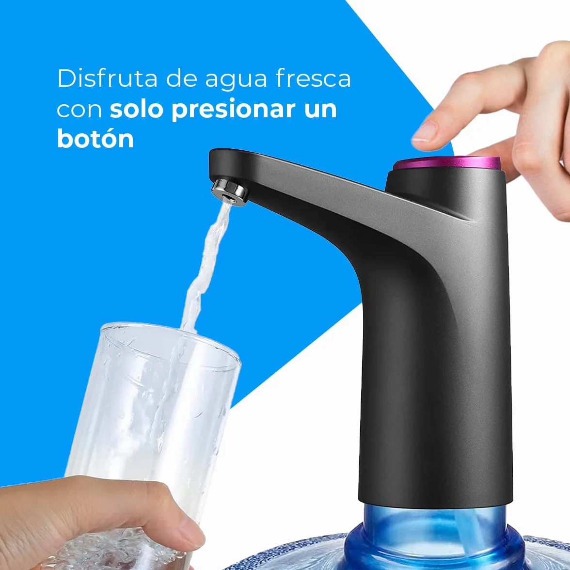 NK Waterdispenser LED Indicator USB Oplaadbare 1200 mAh Batterij Silicone Compatibel 4,5L-18,9L Zwart