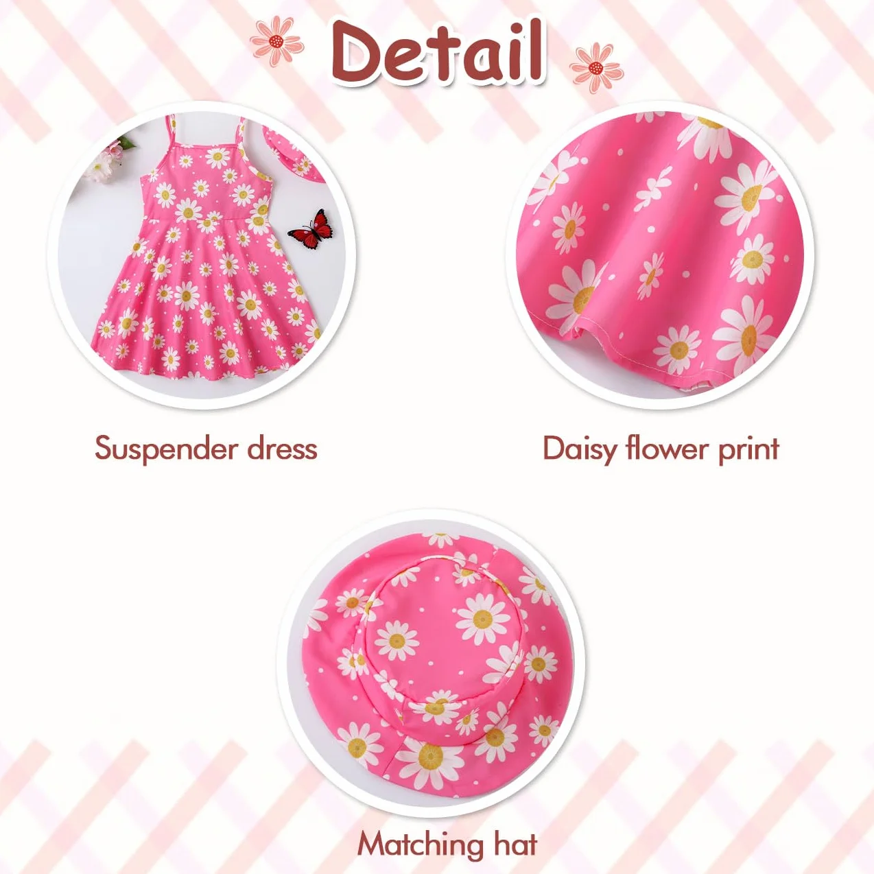 Baby Girl Baby Girl Dress Baby Clothing Newborn Daisy Flower Print Ramiączka Okrągły Dekolt Dopasowane Sukienki Sukienki Falbane Lato Małe Dziewczyny, Niebieski/Różowy 6 Miesięcy-3 Lat