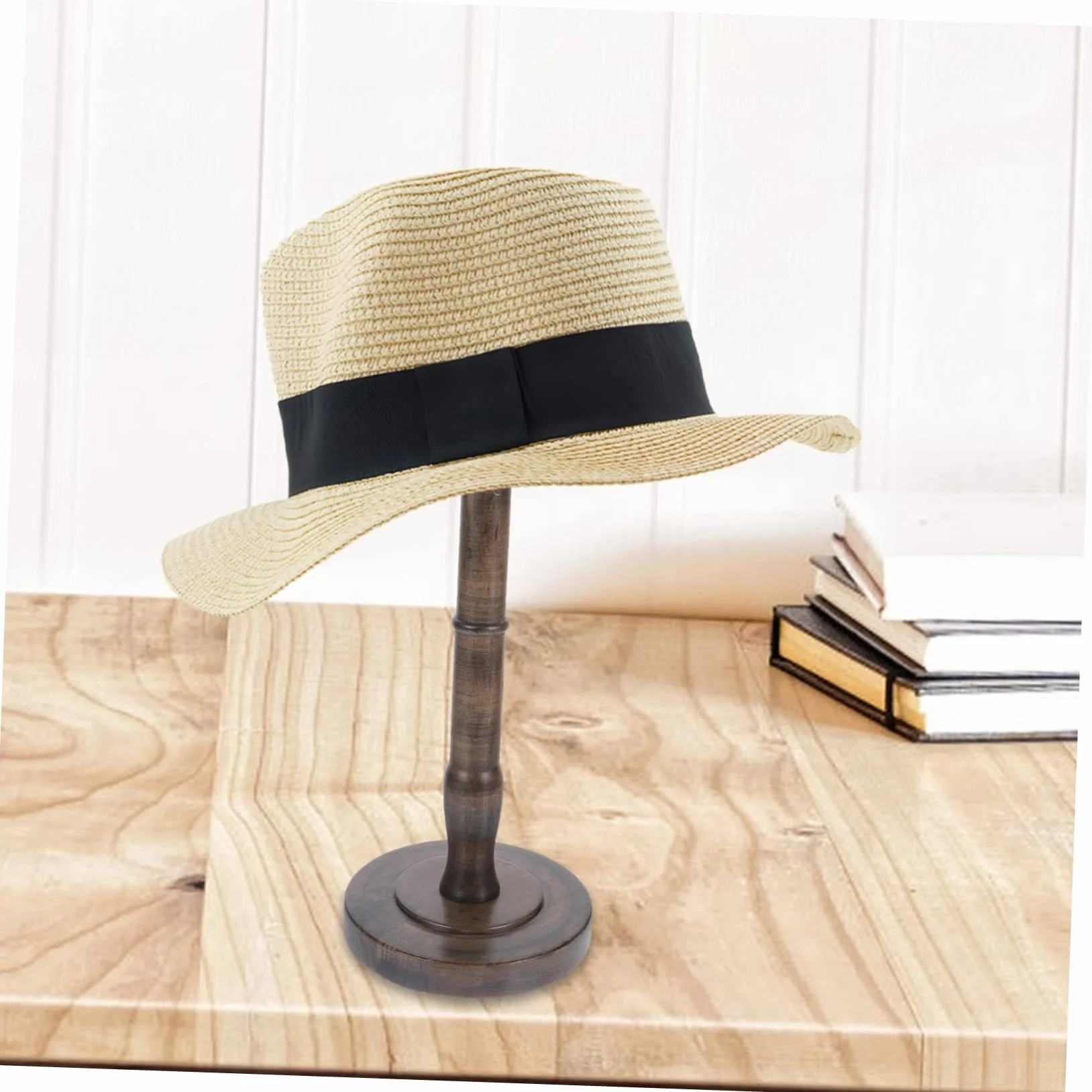KOMBIUDA Vintage Cap Holder Rack 13-calowy Okrągły Stojak Na Kapelusze Z Drewna Organizer Na Czapki