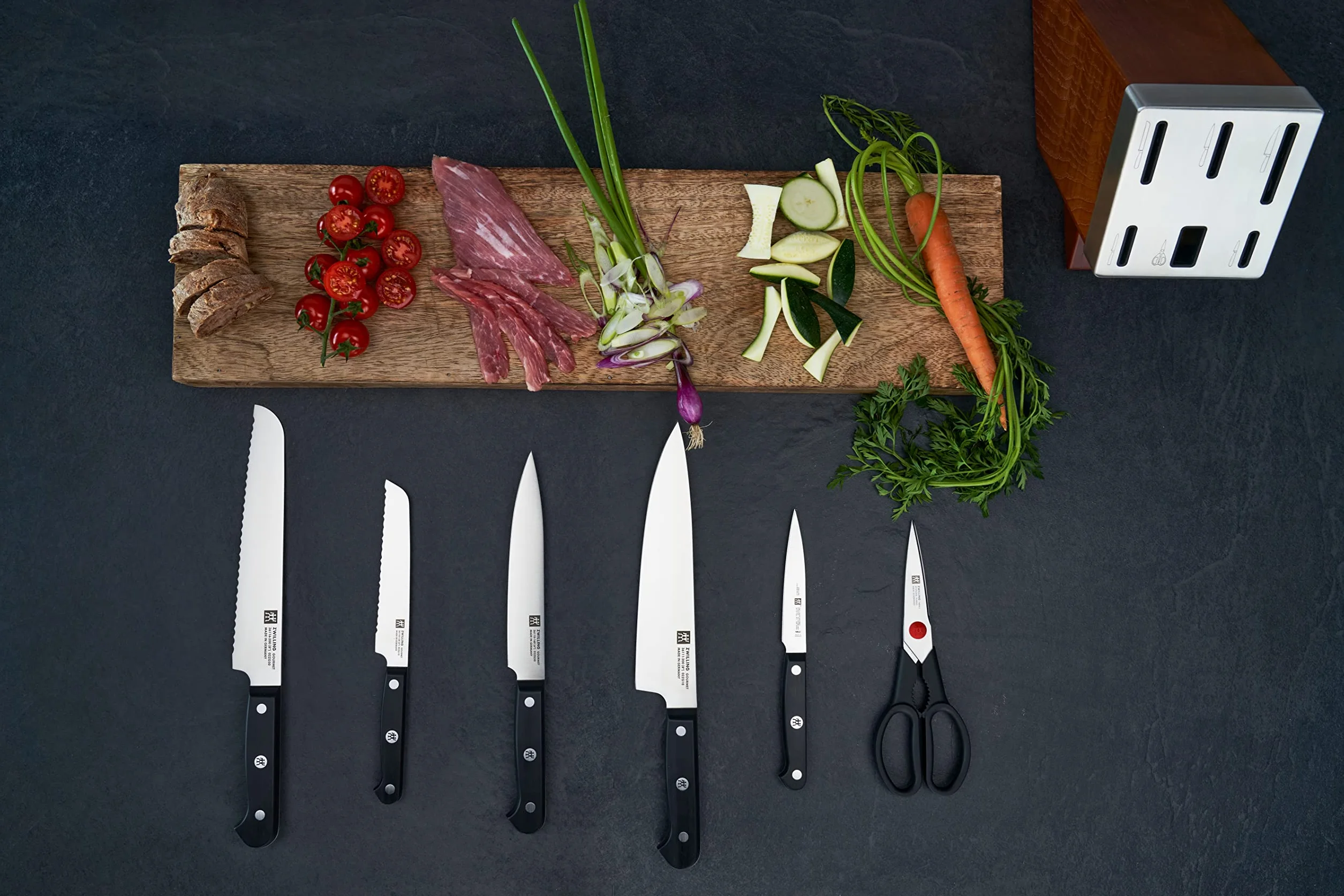 ZWILLING Selbstschärfender Messerblock 7-tlg. Holzblock Gourmet Rostfreier Stahl