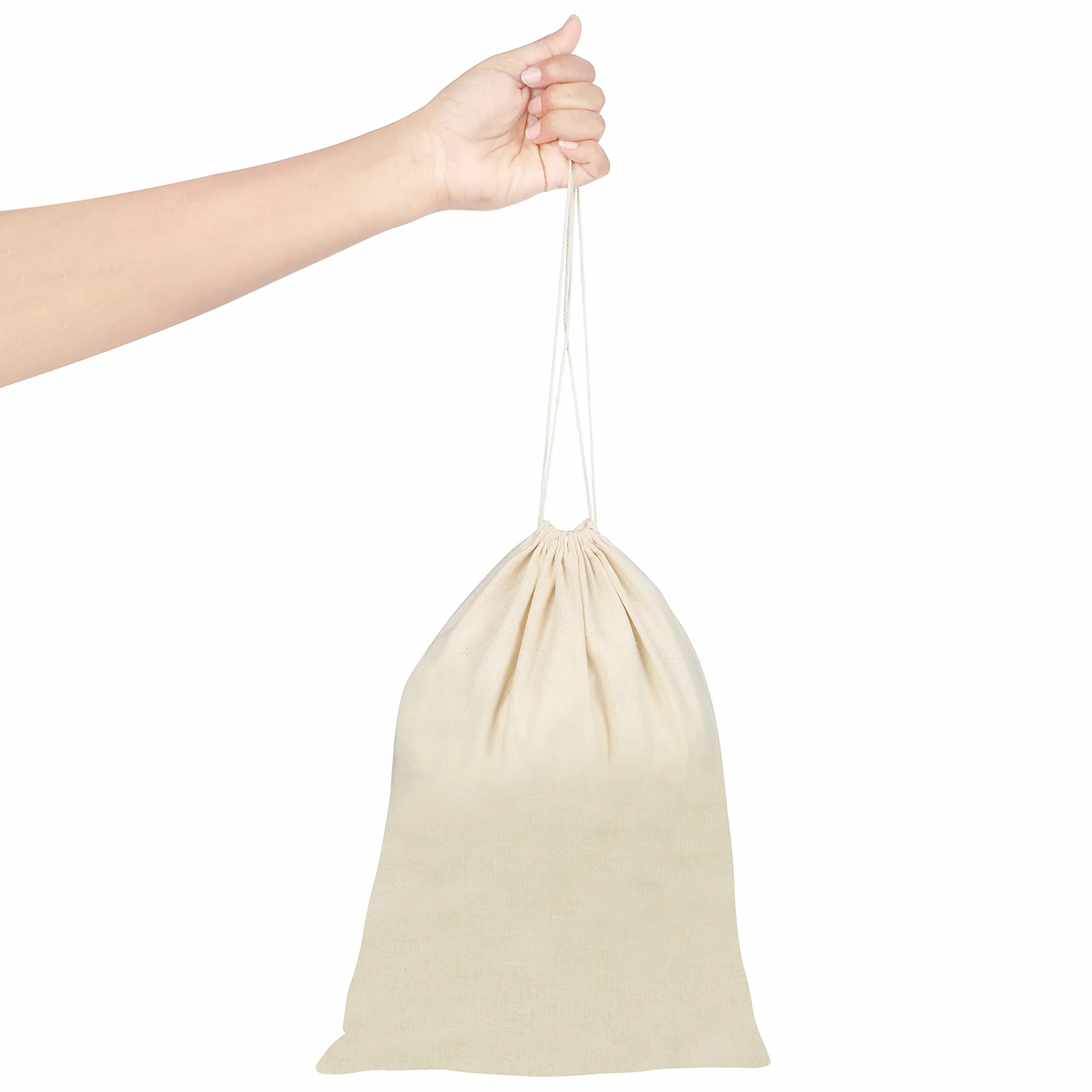 Belle Vous Worki bawełniane na owoce i warzywa ze sznurkiem do ściągania (10 szt.) – szer. 30 x wys. 40 cm wielokrotnego użytku – worek na owoce i warzywa