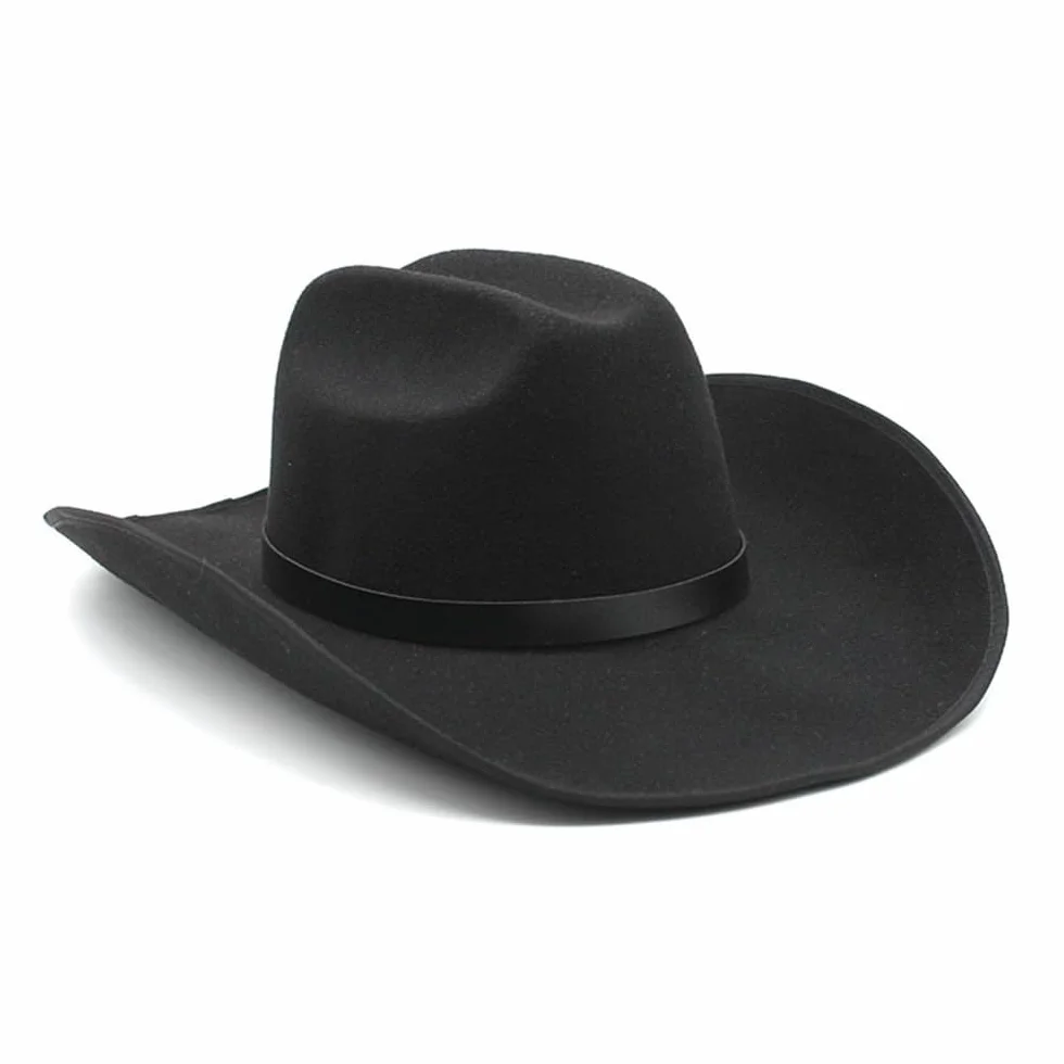 Simple Woolen Western Cowboy Hat Ethnic Tibetan Hat Grassland Curled Woolen Felt Hat Jazz Hat