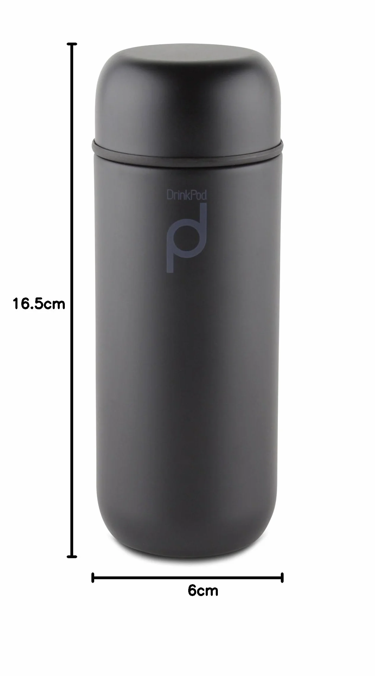 Drink Pod Izolowana próżniowo butelka na kapsułkę, stal nierdzewna, czarna, 200 ml