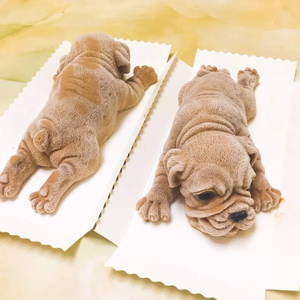 Silikonowa forma 3D Shar Pei DIY dekoracja ciasta musu czekoladowy lody kremowe