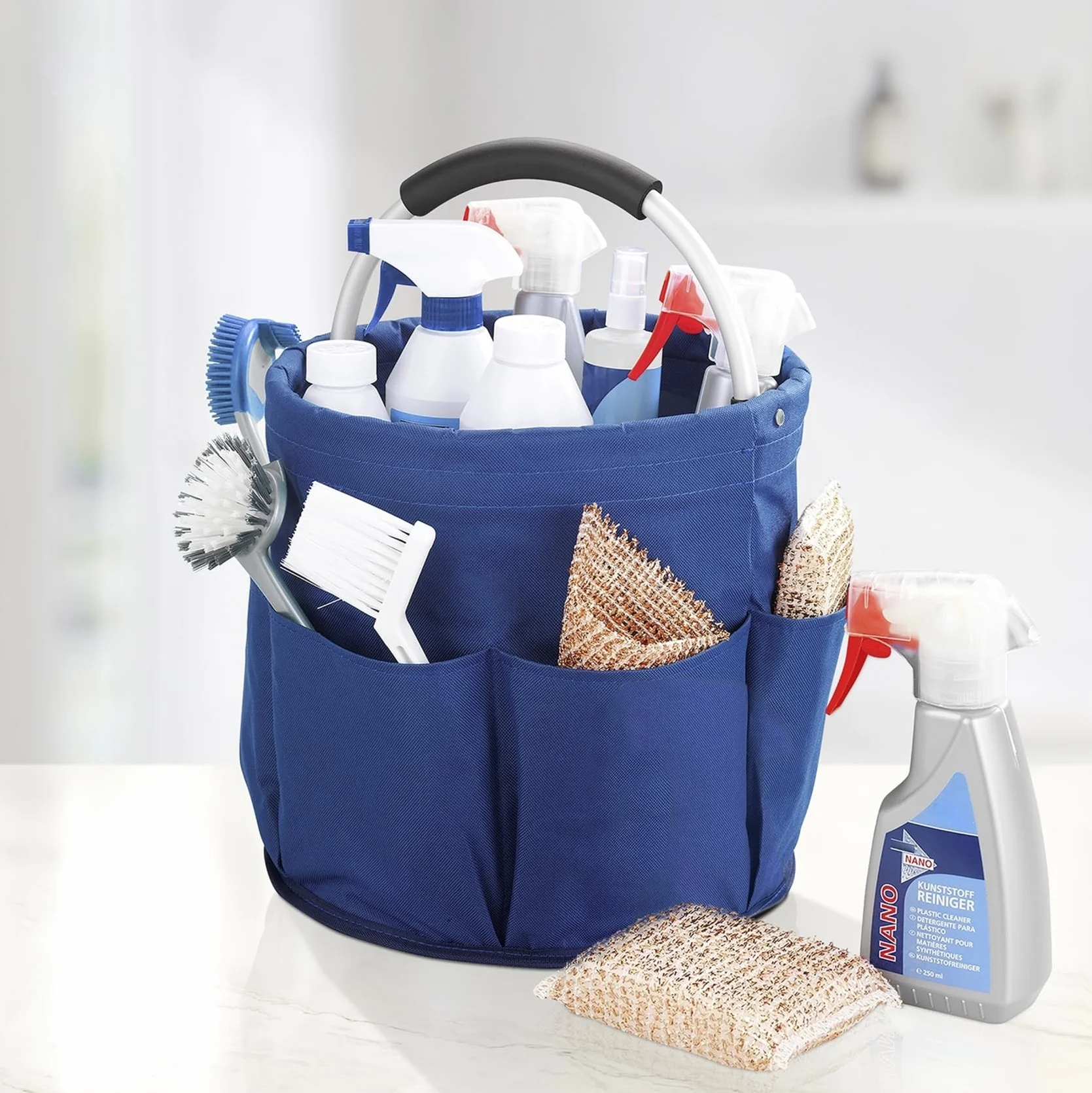 WENKO Uniwersalny organizer na przybory do czyszczenia 28 x 26,5 x 28 cm niebieski