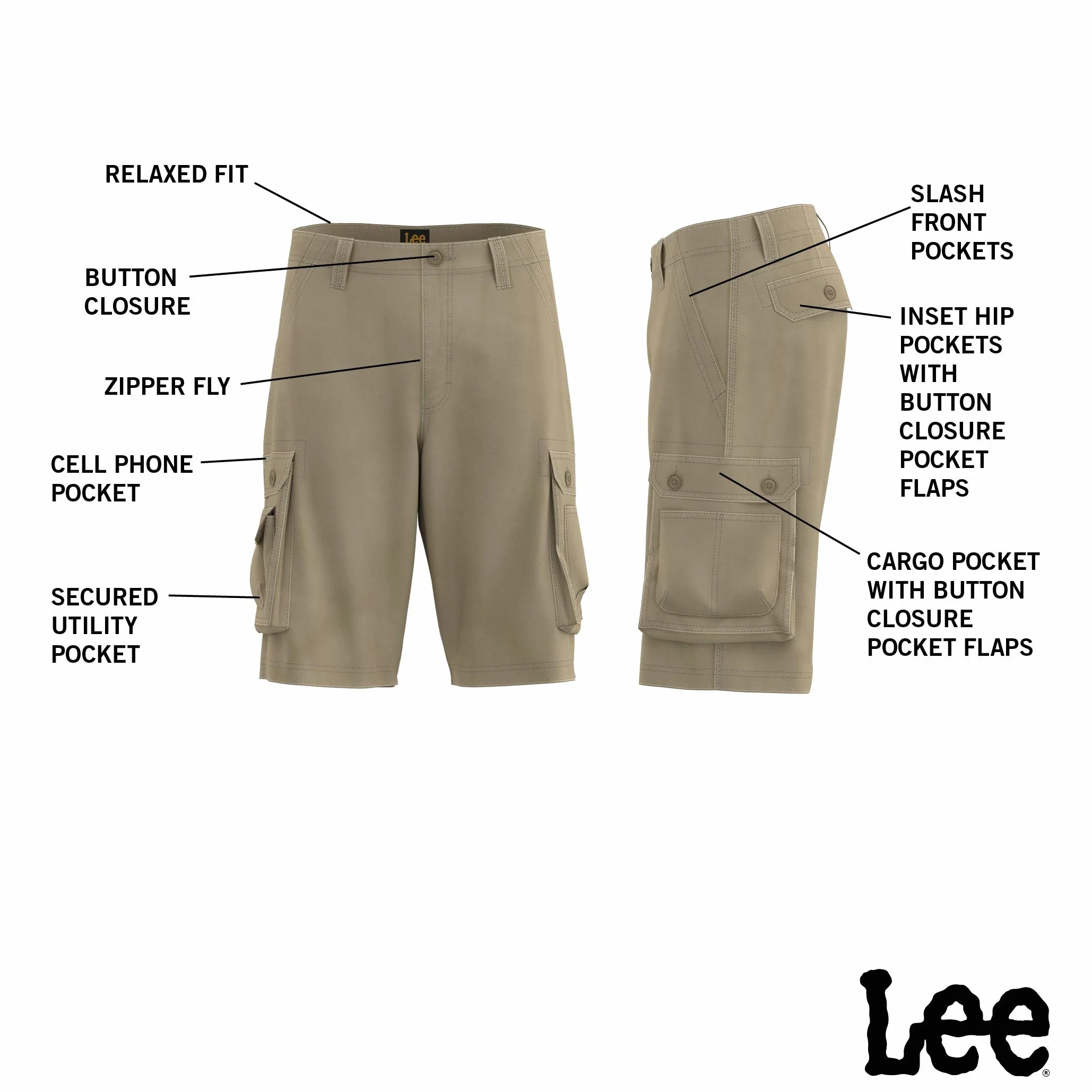 Lee New Belted Wyoming Męskie spodenki ogrodniczki typu cargo