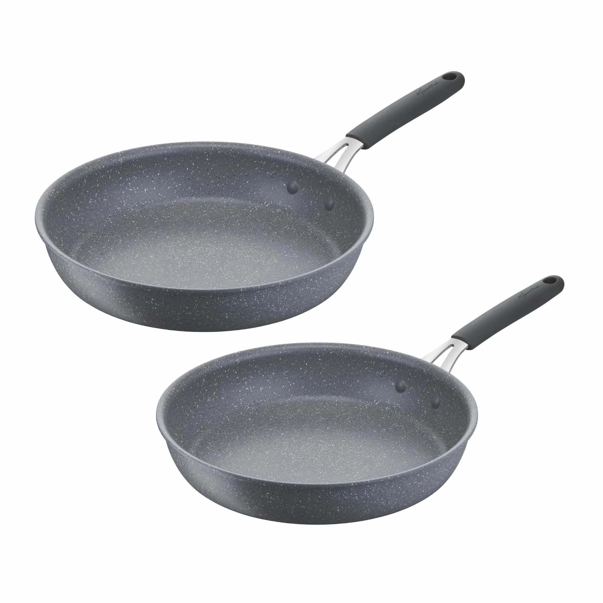 Lagostina Tempra Mineral zestaw patelni nieprzywierający stal aluminium powłoka mineralna 24/28 cm silikonowy uchwyt