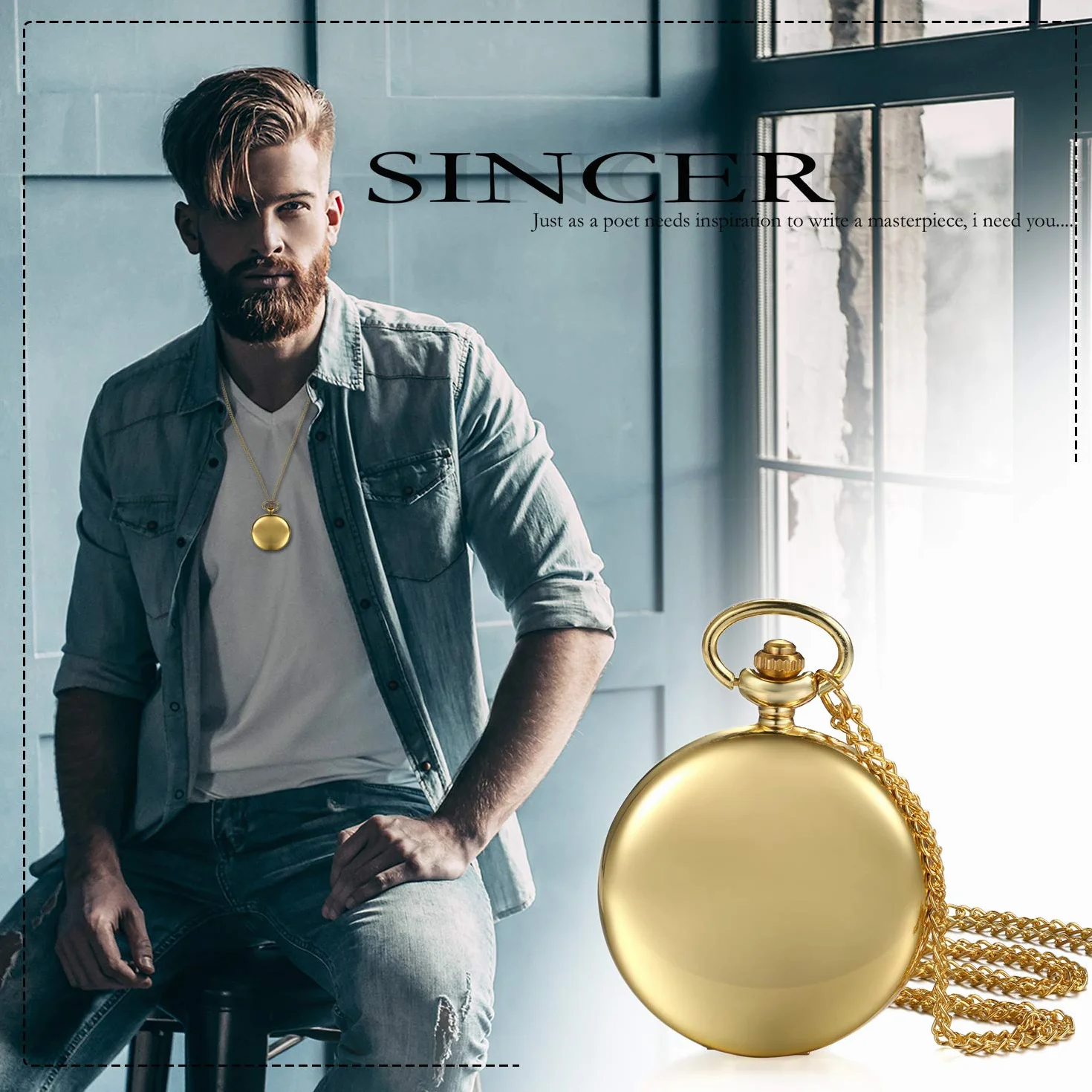 JewelryWe Męski damski zegarek kieszonkowy klasyczny błyszczący zegarek łańcuszkowy analogowy zegarek kwarcowy z łańcuszkiem na szyję zegarek na ramię Pocket Watch prezent grawerunek