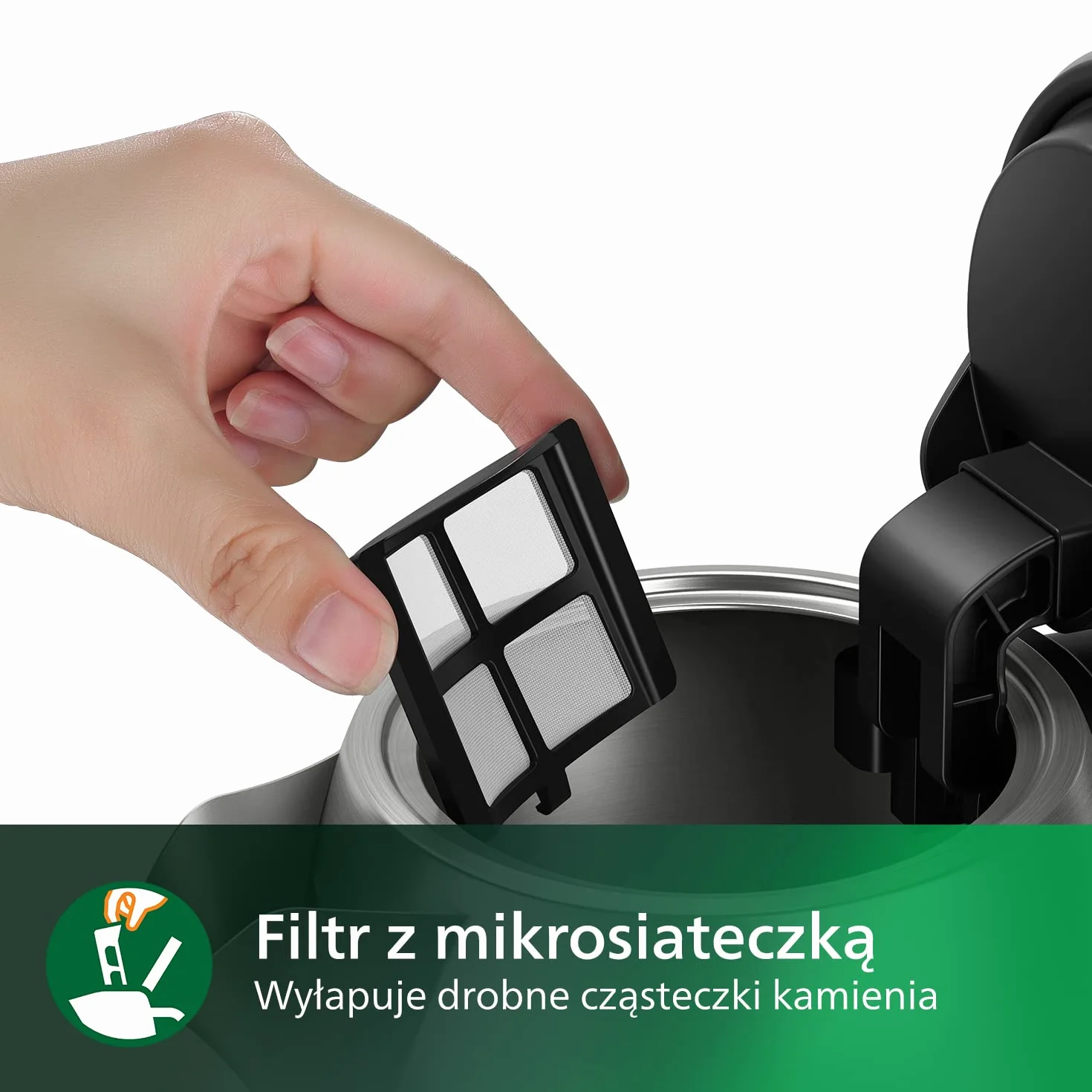 Philips Czajnik elektryczny - 1,7 l, Regulacja temperatury, Funkcja utrzymywania ciepła, Pokrywka z mechanizmem sprężynowym, Wskaźnik świetlny, Stal szlachetna, Obrotowa podstawa (HD9359/90)