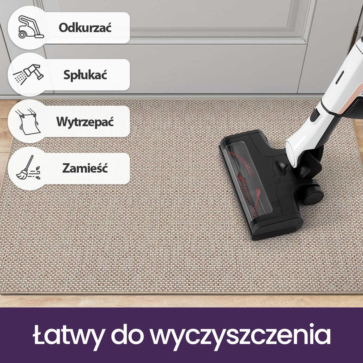 DEXI Wycieraczka pod drzwi wewnętrzne, 80 x 120 cm, wycieraczka do wnętrz, niskoprofilowa, nadająca się prania, antypoślizgowa, chłonna, do drzwi wejściowych, tylnych, przedpokoju, beżowa