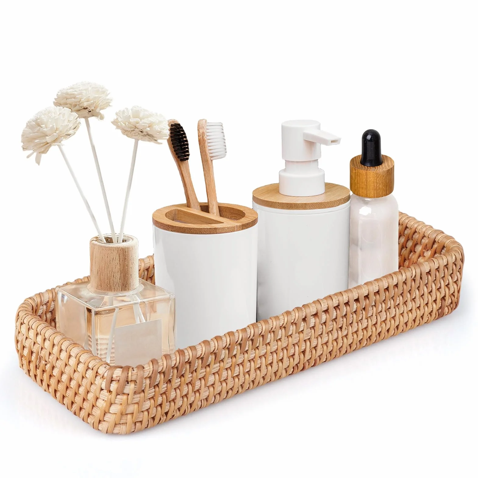 Rattanowy kosz na pieczywo pleciony naturalny 28 x 11,5 x 4 cm