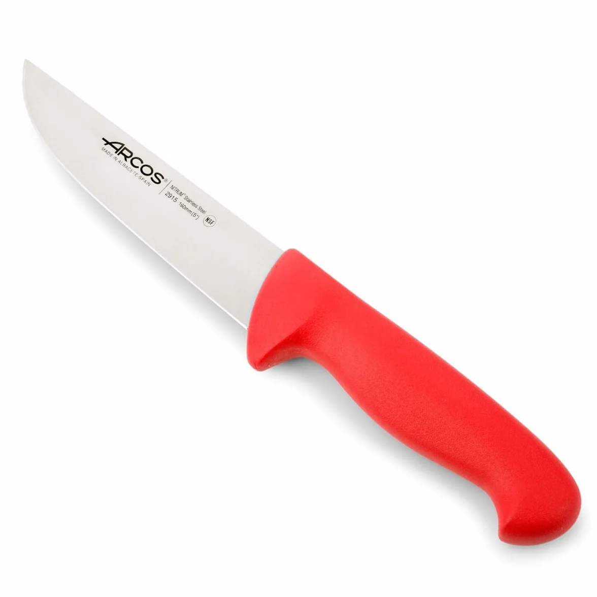 Arcos 291522 seria 2900-rzeźnik stek nóż - ostrze nitrm 160 mm (6,30 cala) - uchwyt polipropylenowy czerwony kolor, 18/8 stal nierdzewna