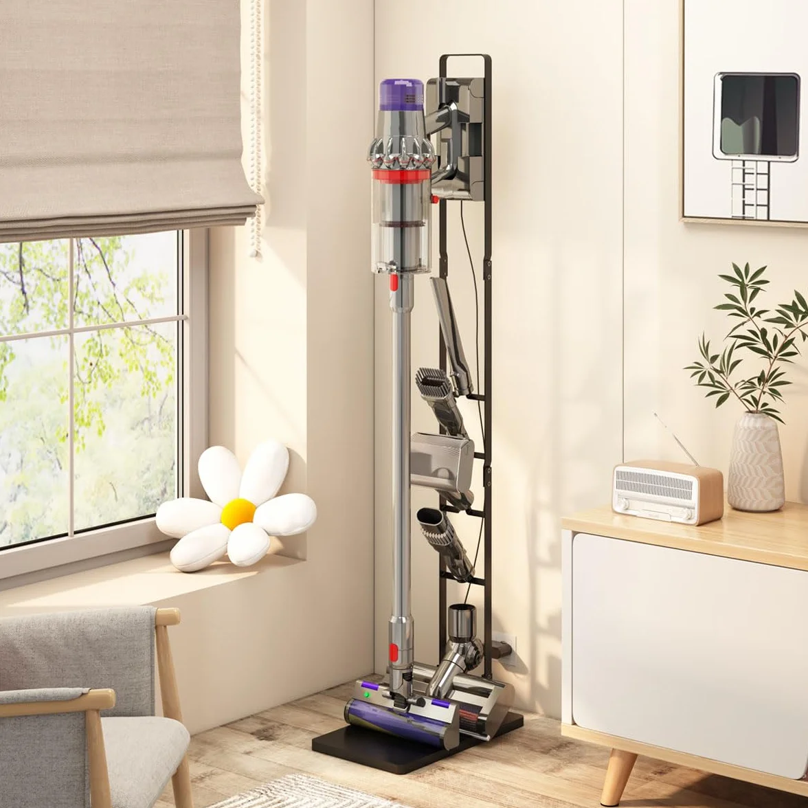 Foho Stojak do Dyson Gen5 V15 V12 V11 V10 V8 V7 V6, DC30-DC74, Odkurzacza Wolnostojący Metalowy Uchwyt z Bazą, Kompatybilny z Akcesoriami, Bez Wiercenia, Oszczędność Miejsca
