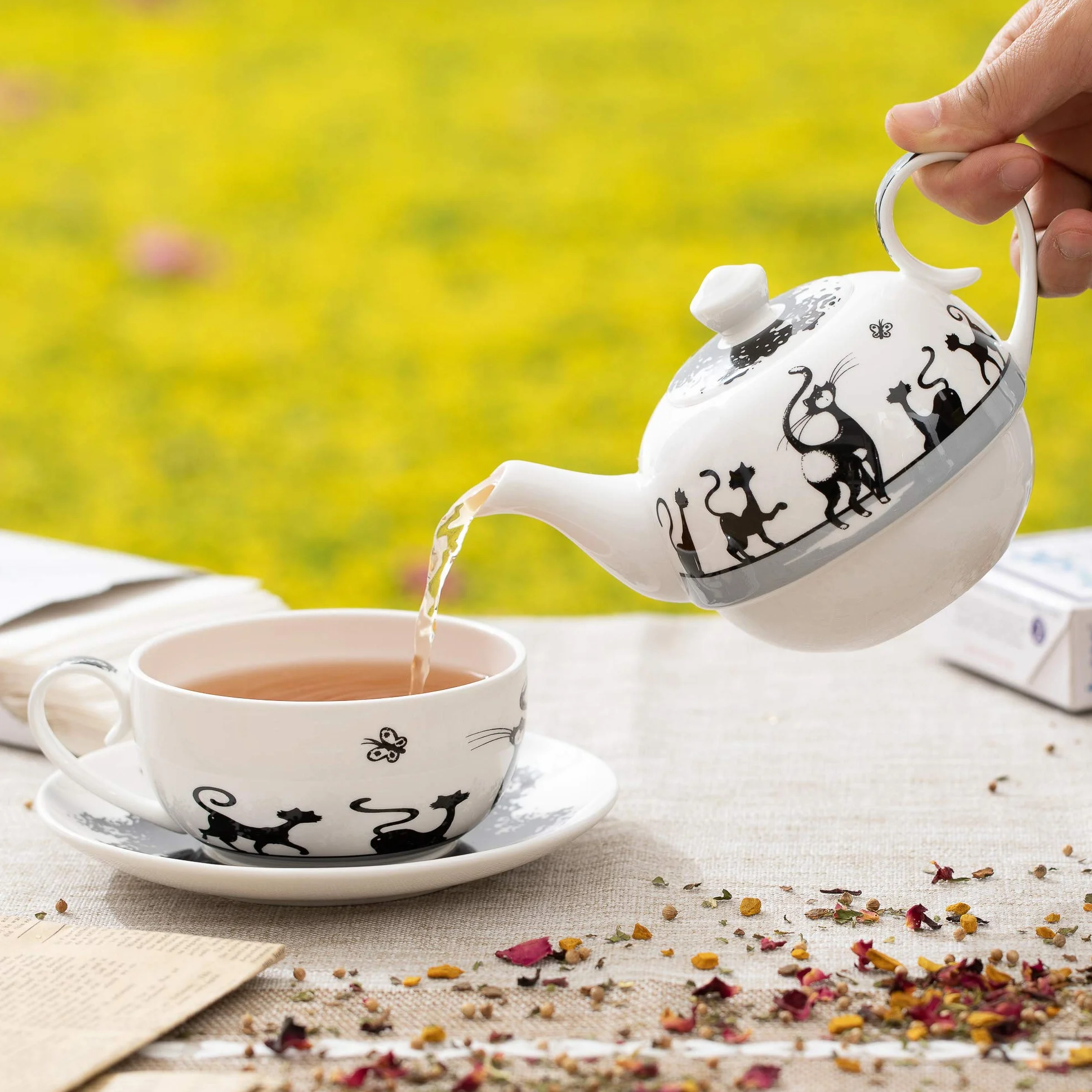 Jameson & Tailor Tea for one 4-częściowy zestaw koty biały