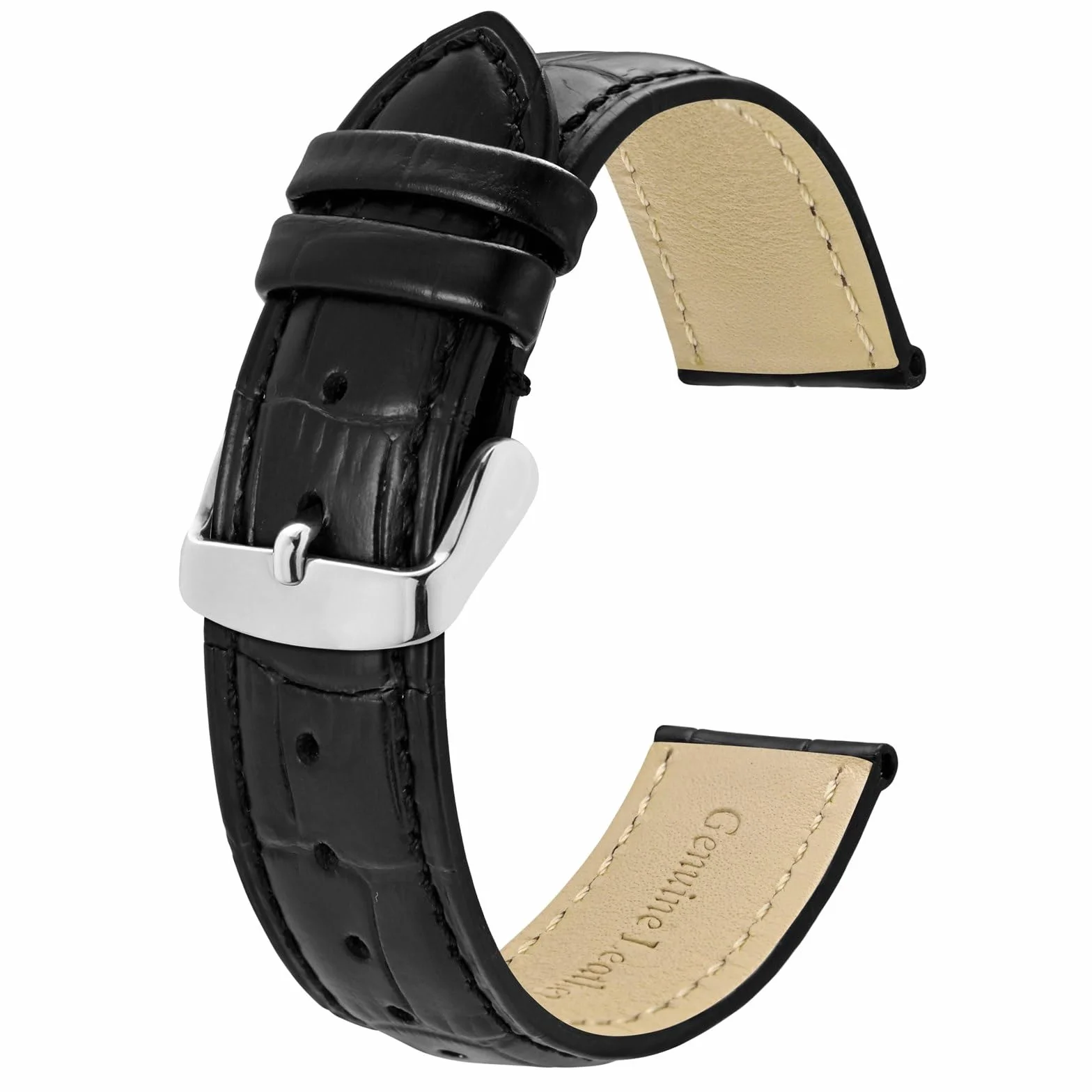 BISONSTRAP Pasek do zegarka, paski z wytłaczanej skóry aligatora, szerokość paska: 18 mm 20 mm 22 mm 24 mm