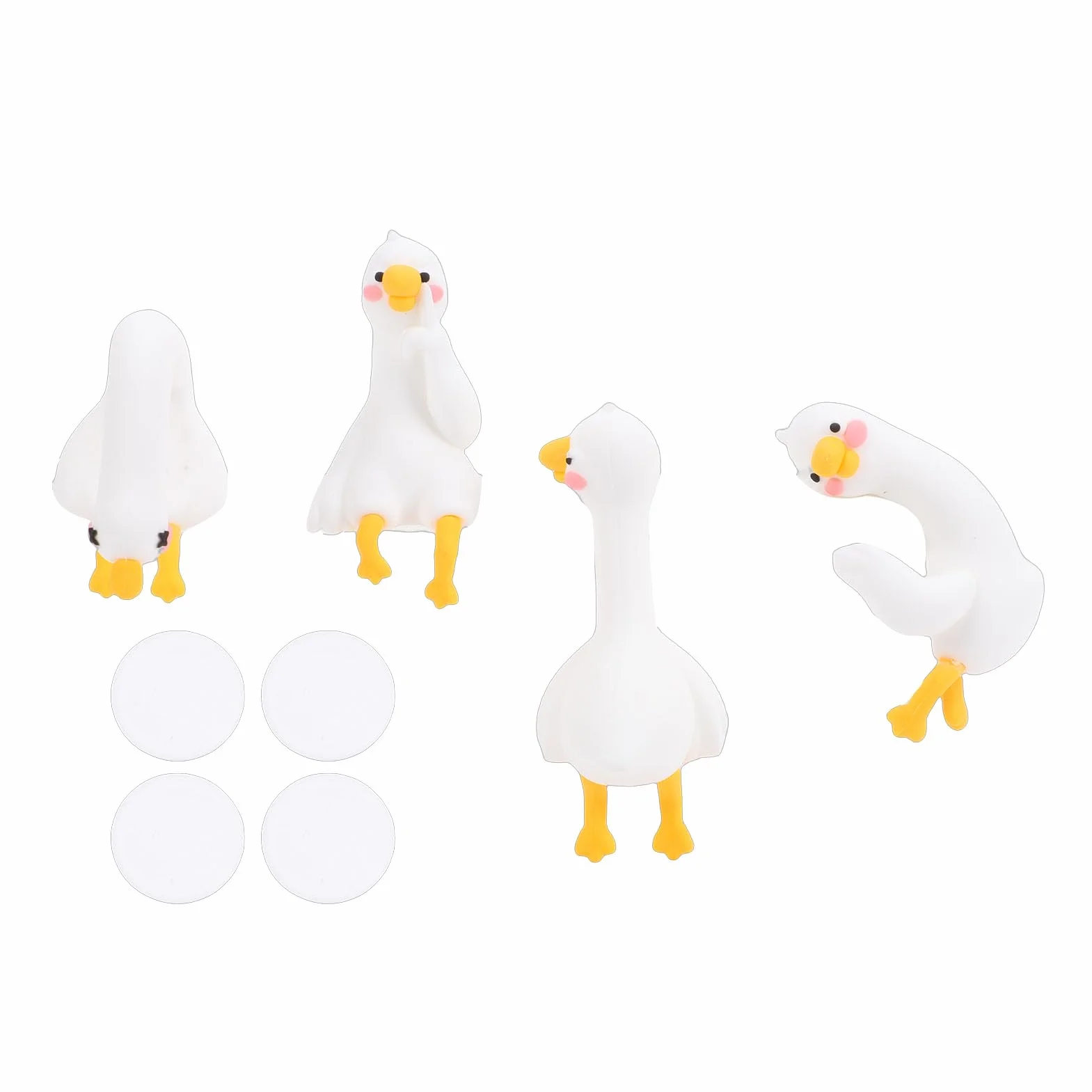 Figurki Gęsi z Kreskówek 4 szt. Luocute, śmieszne Urocze Posągi z żywicy 3D na Dekoracje Biurka