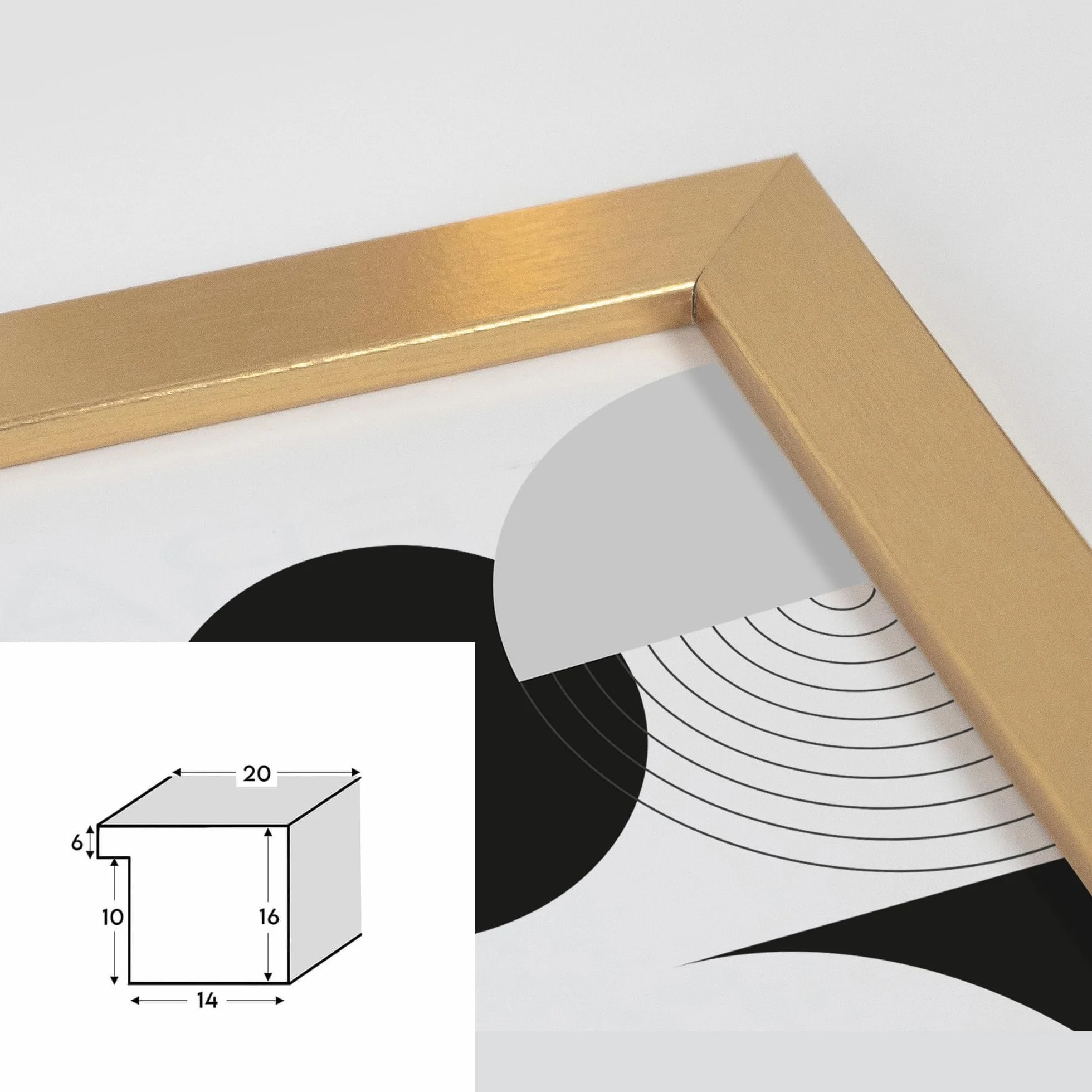 Ramka na zdjęcia 50 x 70 cm złota MDF z pleksiglasem