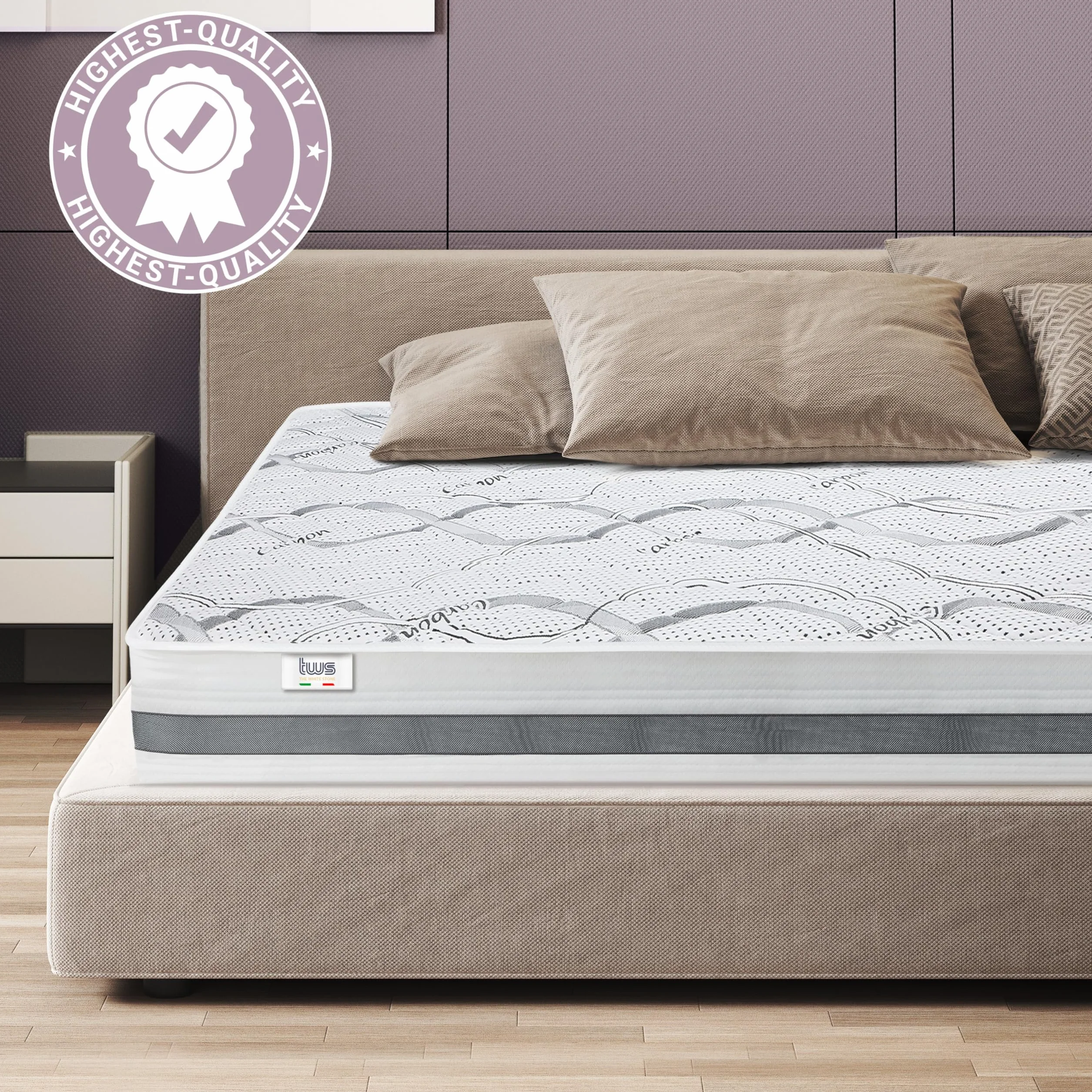 Materac 140x200 średniej twardości 25cm ortopedyczny hipoalergiczny oddychający Włochy