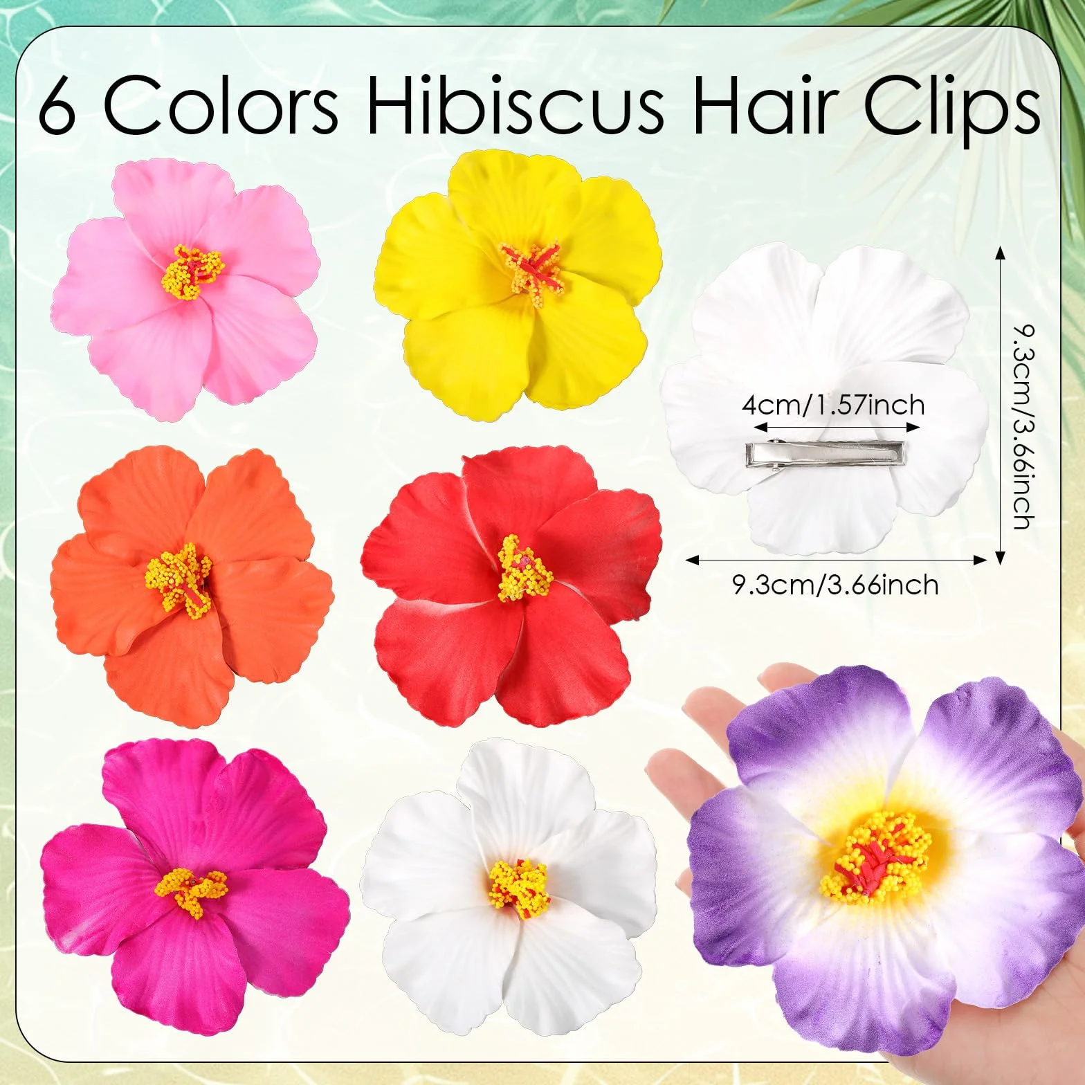 6 szt. hawajskie spinki do włosów z kwiatami, spinki z Plumeria-Hibiskus, słodkie tropikalne kwiaty letnie, akcesoria do włosów na wakacje, imprezę na plaży