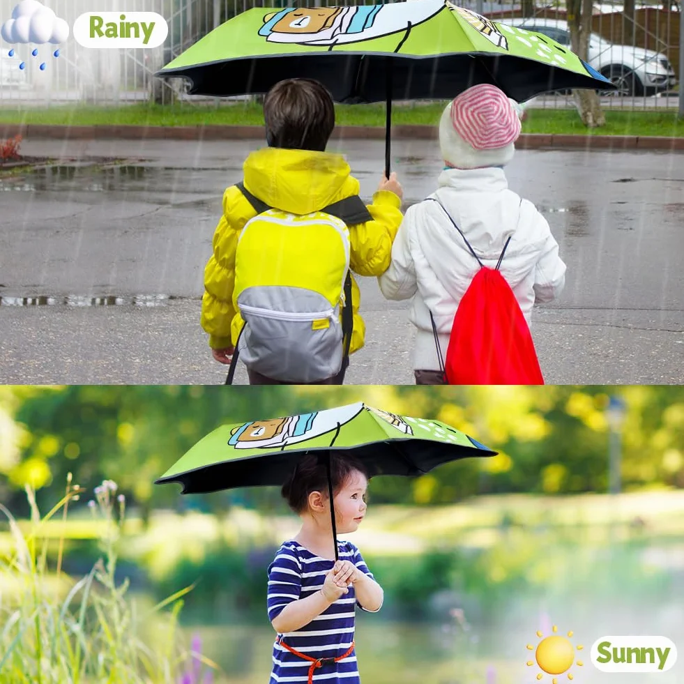 HOTUT Składany parasol dla dzieci, mały wiatroszczelny mały parasol z automatycznym otwieraniem, lekkie przenośne parasole do podróży, kompaktowe i wiatroszczelne do torby, plecaka lub podróży