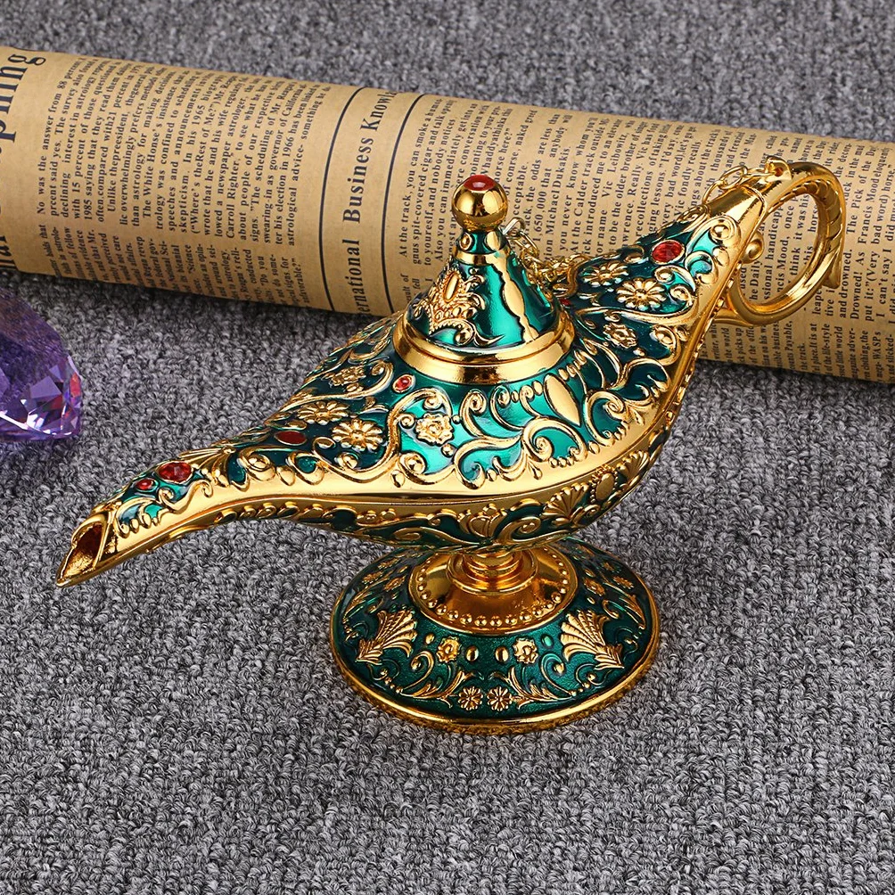 BTSKY Klasyczna luksusowa lampa w magicznym stylu Aladyna z pudełkiem na prezent, wykwintne światło retro Aladyna, cudowna lampa, tekstylia domowe, dekoracja stołu, rzemiosło artystyczne, zielona